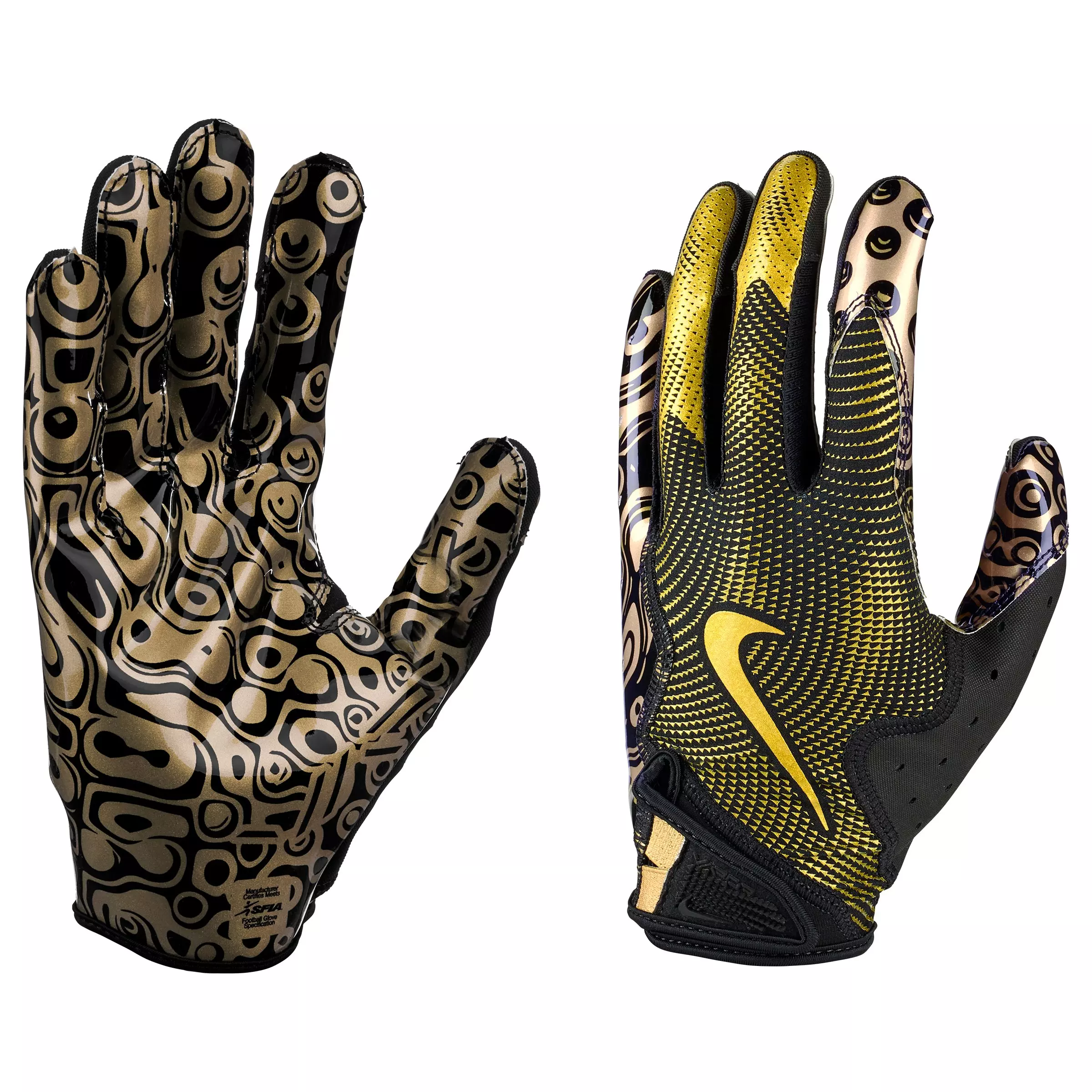 Nike Men's Vapor Jet 8.0 Metallic Football Glove - BLACK/GOLD