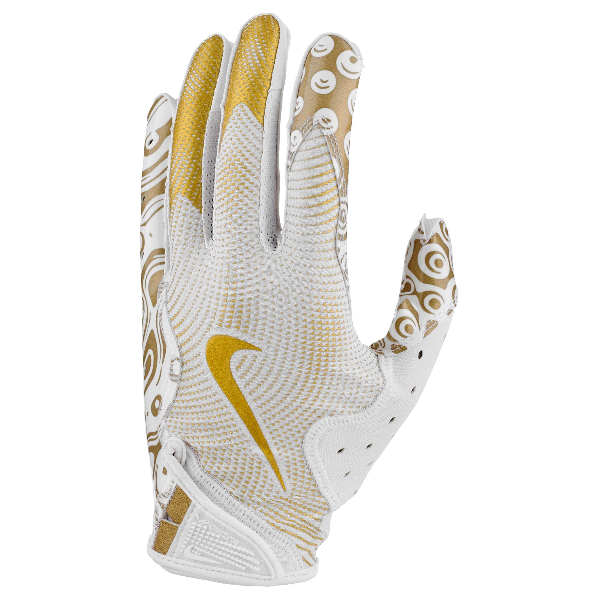 Nike Men's Vapor Jet 8.0 Metallic Football Glove - WHITE/GOLD Thumbnail View 1