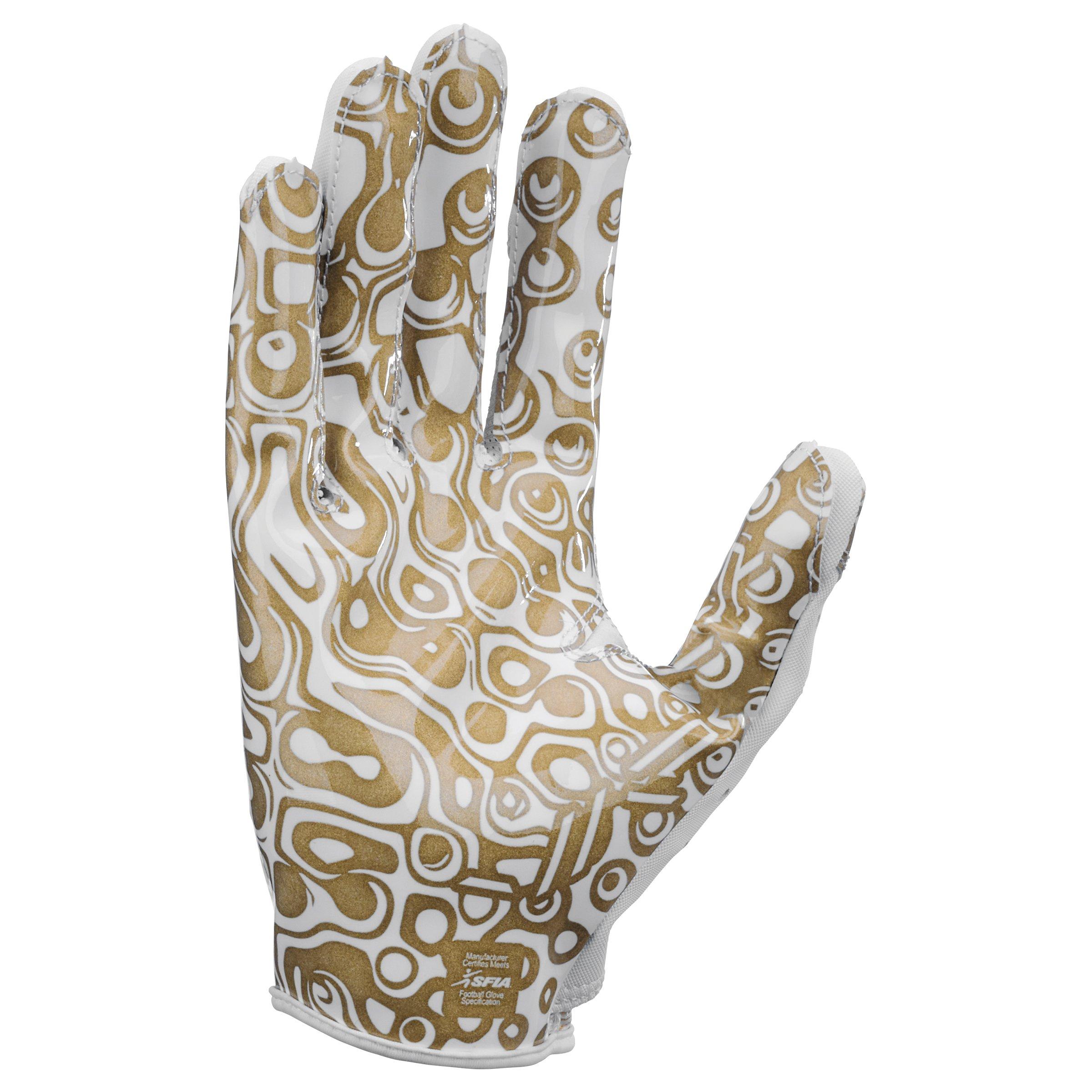 Nike Men's Vapor Jet 8.0 Metallic Football Glove - WHITE/GOLD Thumbnail View 2