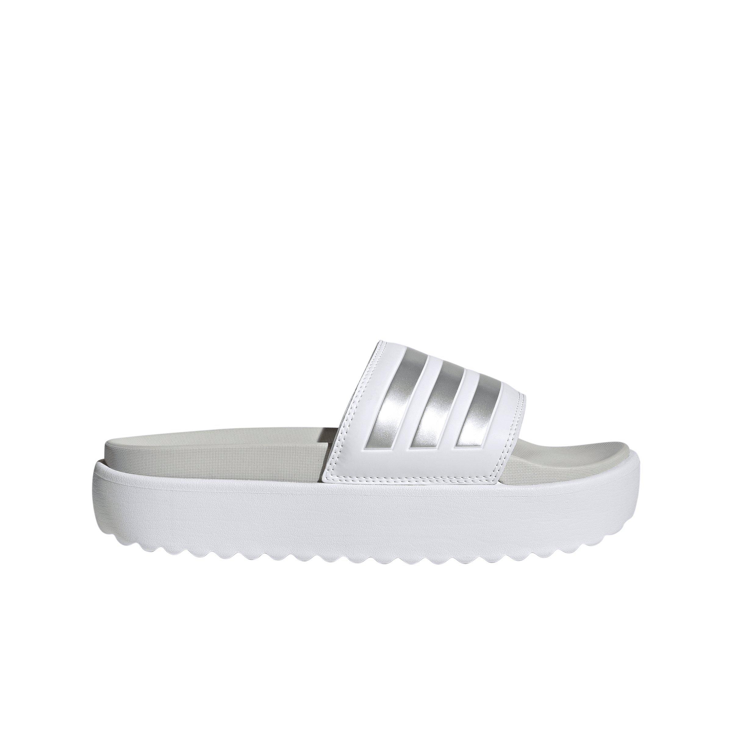 adidas Adilette Platform "Ftwr White/Zero Metallic/Grey One" Women's Slide - WHITE/ZERO/GREY Thumbnail View 1