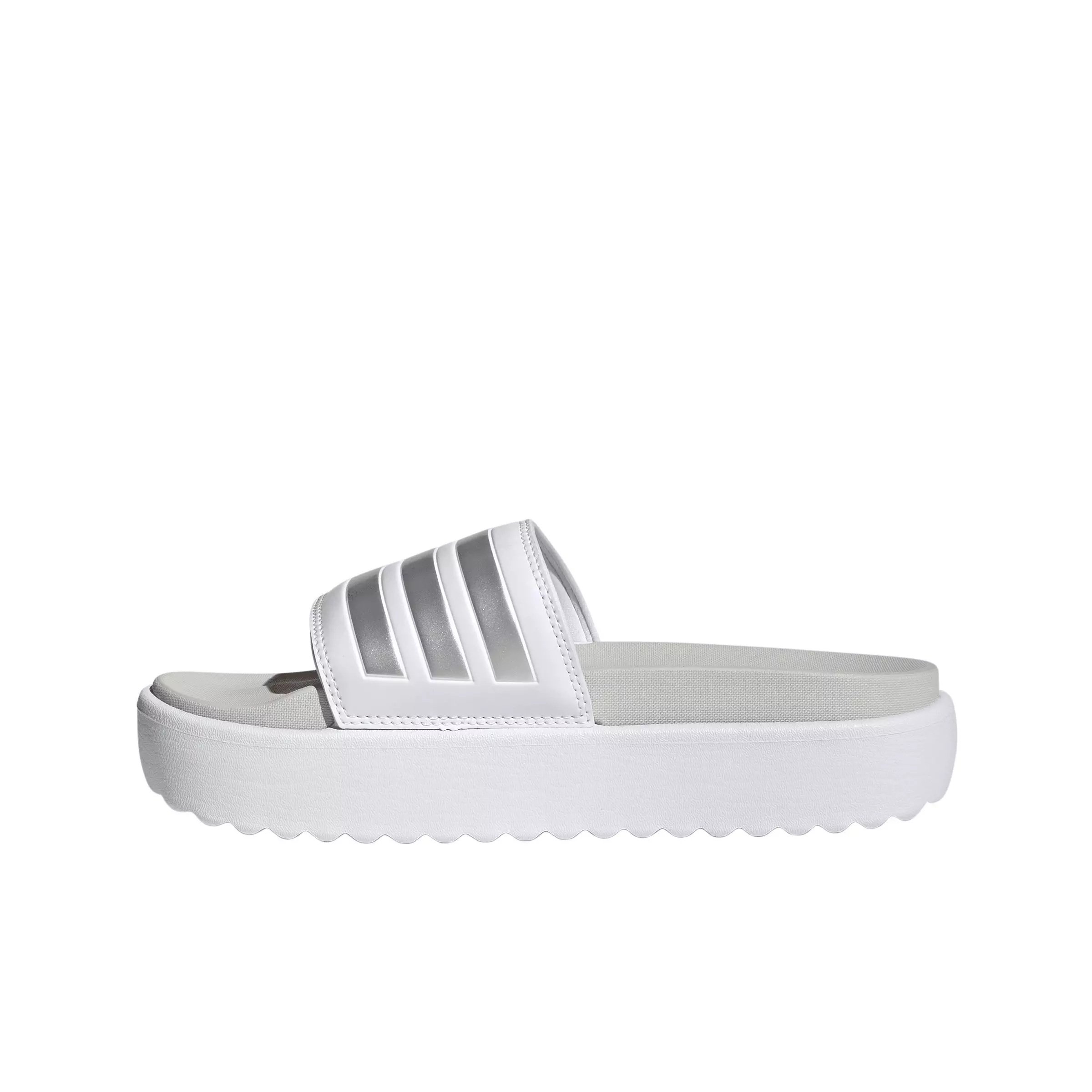 adidas Adilette Platform "Ftwr White/Zero Metallic/Grey One" Women's Slide - WHITE/ZERO/GREY
