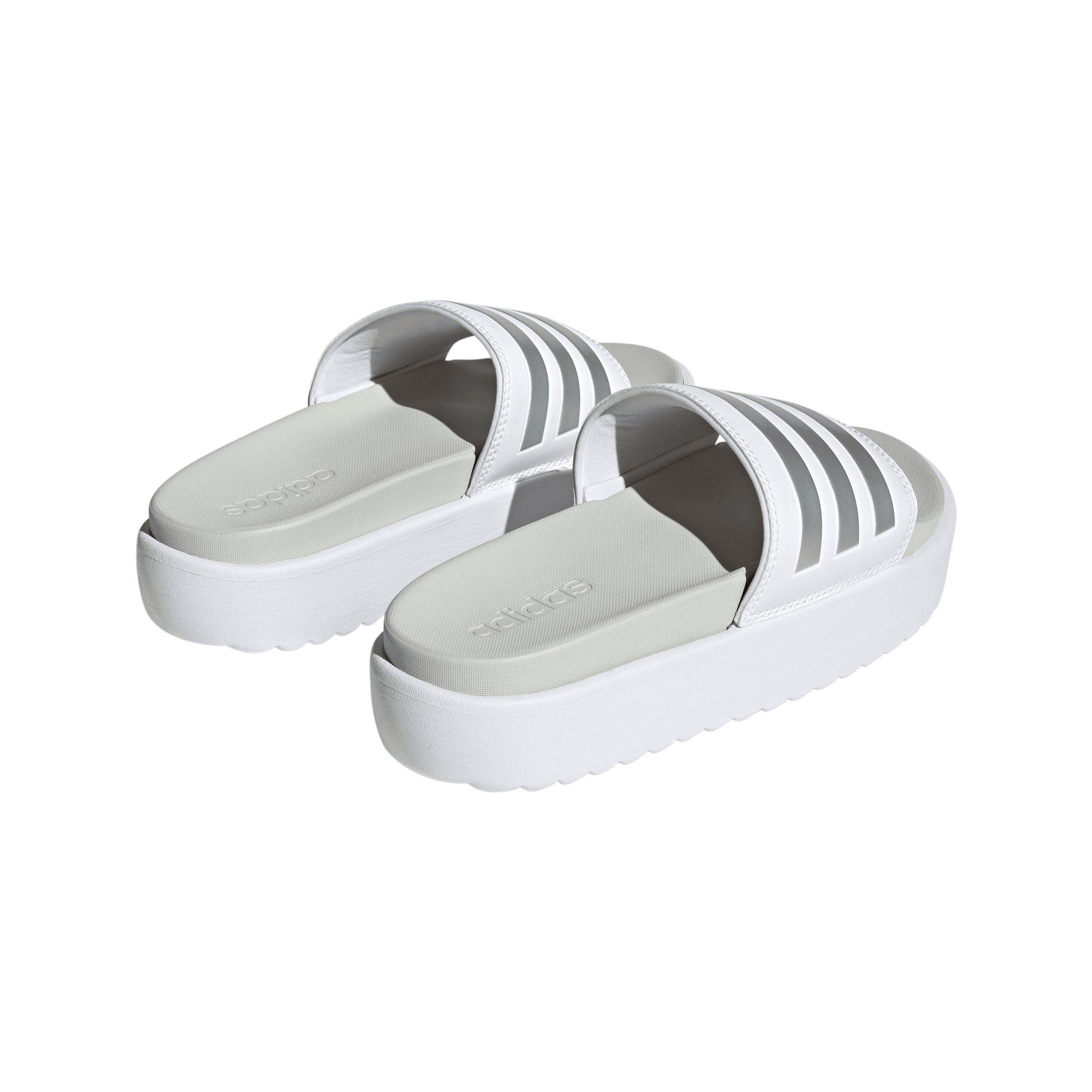 adidas Adilette Platform "Ftwr White/Zero Metallic/Grey One" Women's Slide - WHITE/ZERO/GREY Thumbnail View 4