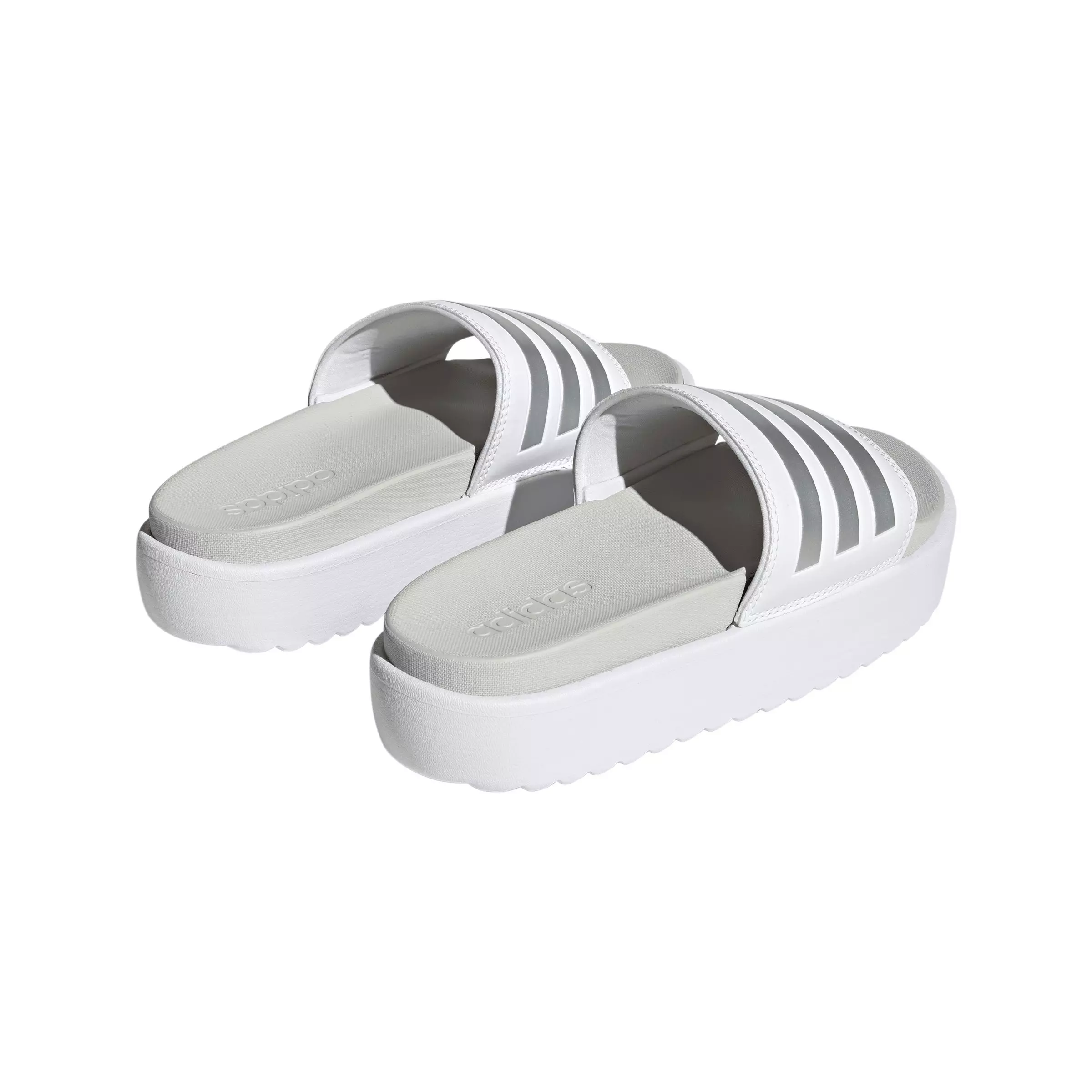 adidas Adilette Platform "Ftwr White/Zero Metallic/Grey One" Women's Slide - WHITE/ZERO/GREY