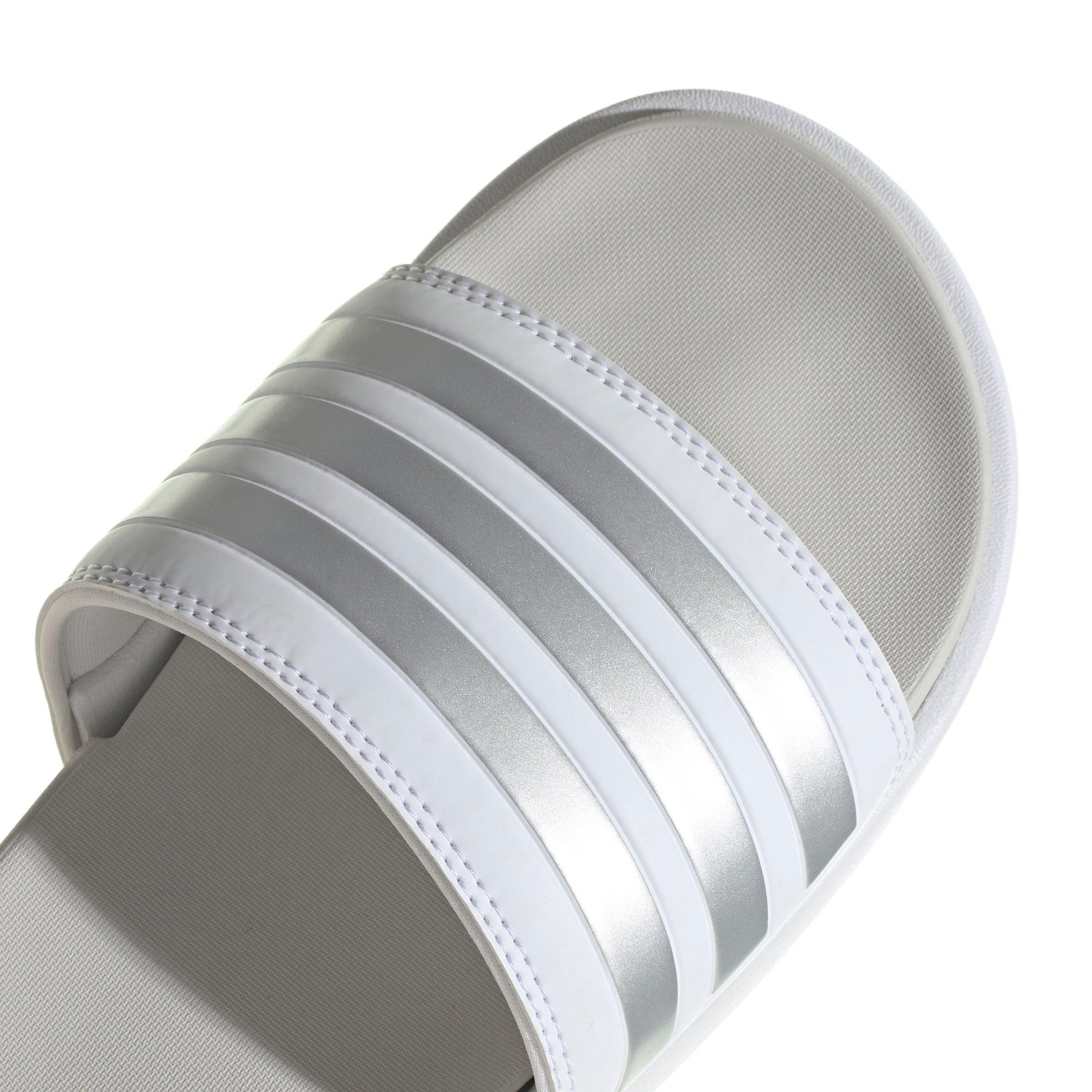 adidas Adilette Platform "Ftwr White/Zero Metallic/Grey One" Women's Slide - WHITE/ZERO/GREY Thumbnail View 8