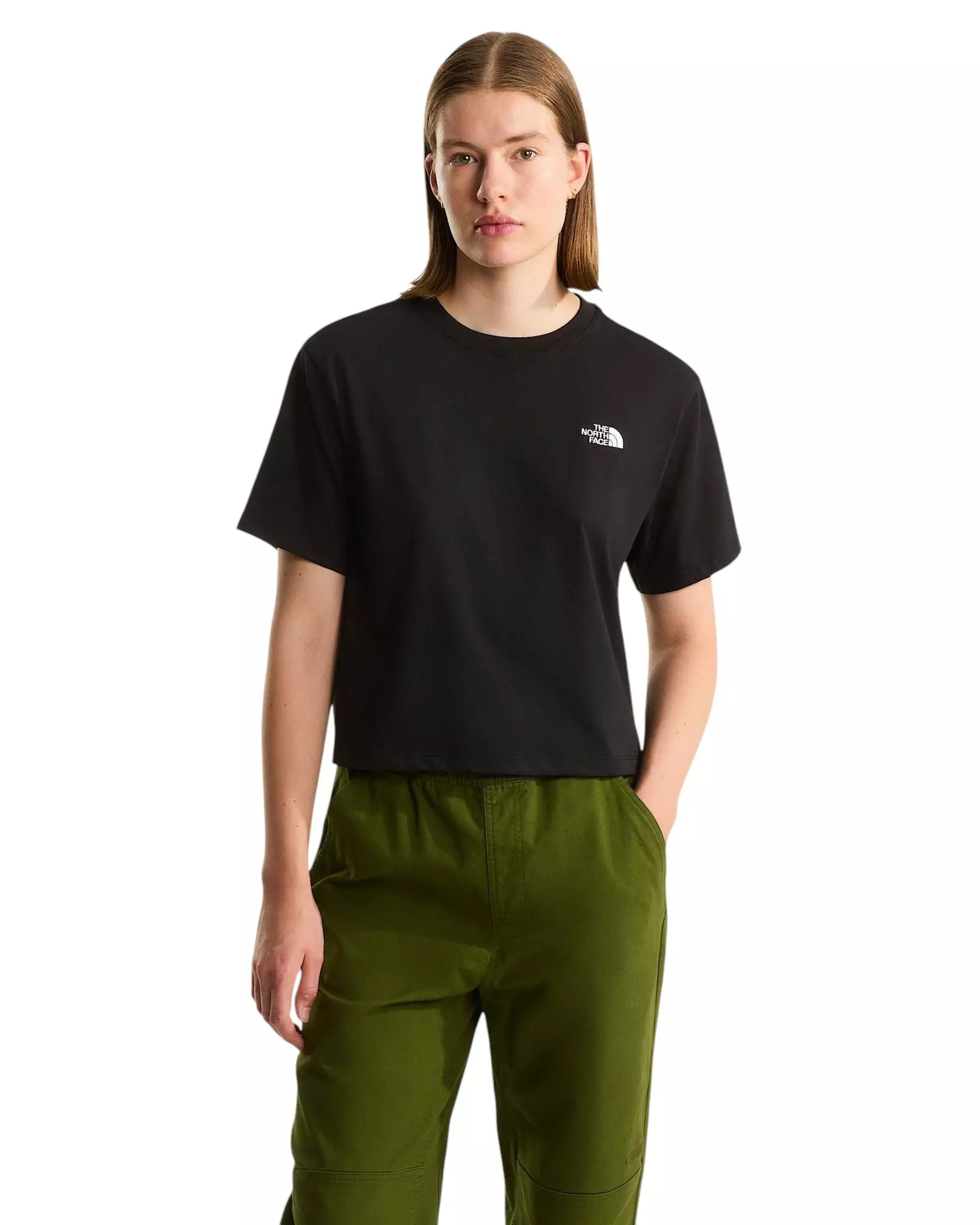 The North Face Women's Evolution Simple Dome Cropped Relaxed T-Shirt - Black - BLACK