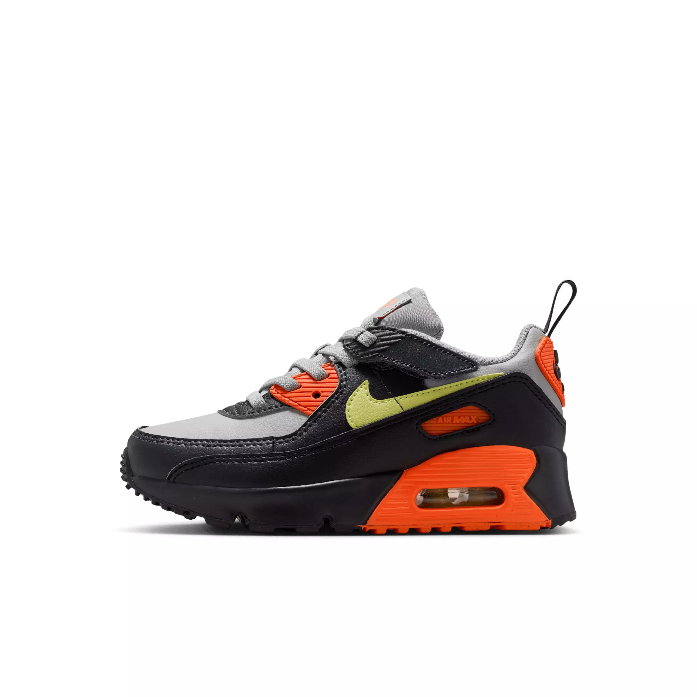 Nike Air Max 90 EasyOn "Light Smoke Grey/Hyper Crimson/Black/Limelight" Preschool Boys' Shoe - LT GREY/CRIMSON/BLACK/LIMELIGHT