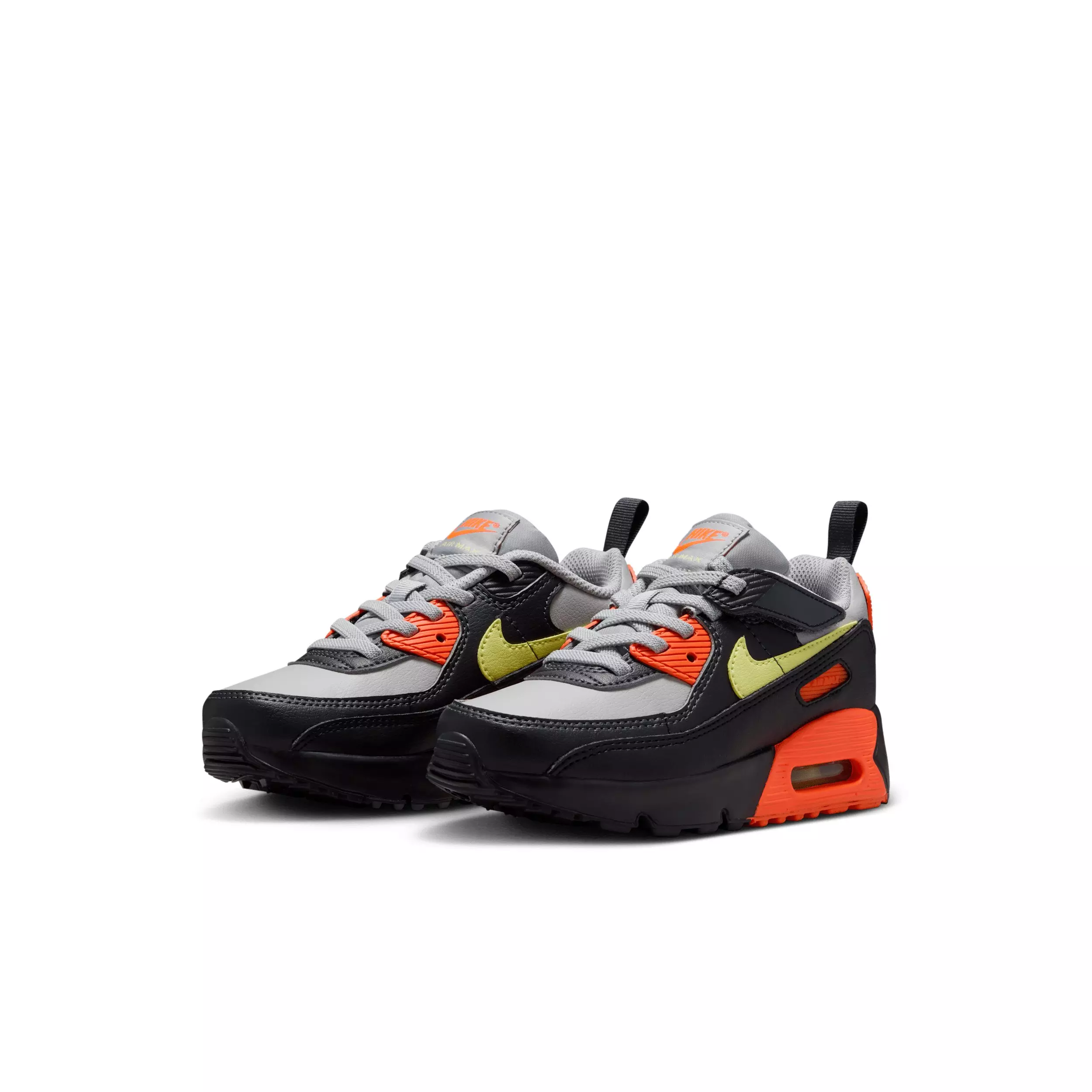 Nike Air Max 90 EasyOn "Light Smoke Grey/Hyper Crimson/Black/Limelight" Preschool Boys' Shoe - LT GREY/CRIMSON/BLACK/LIMELIGHT