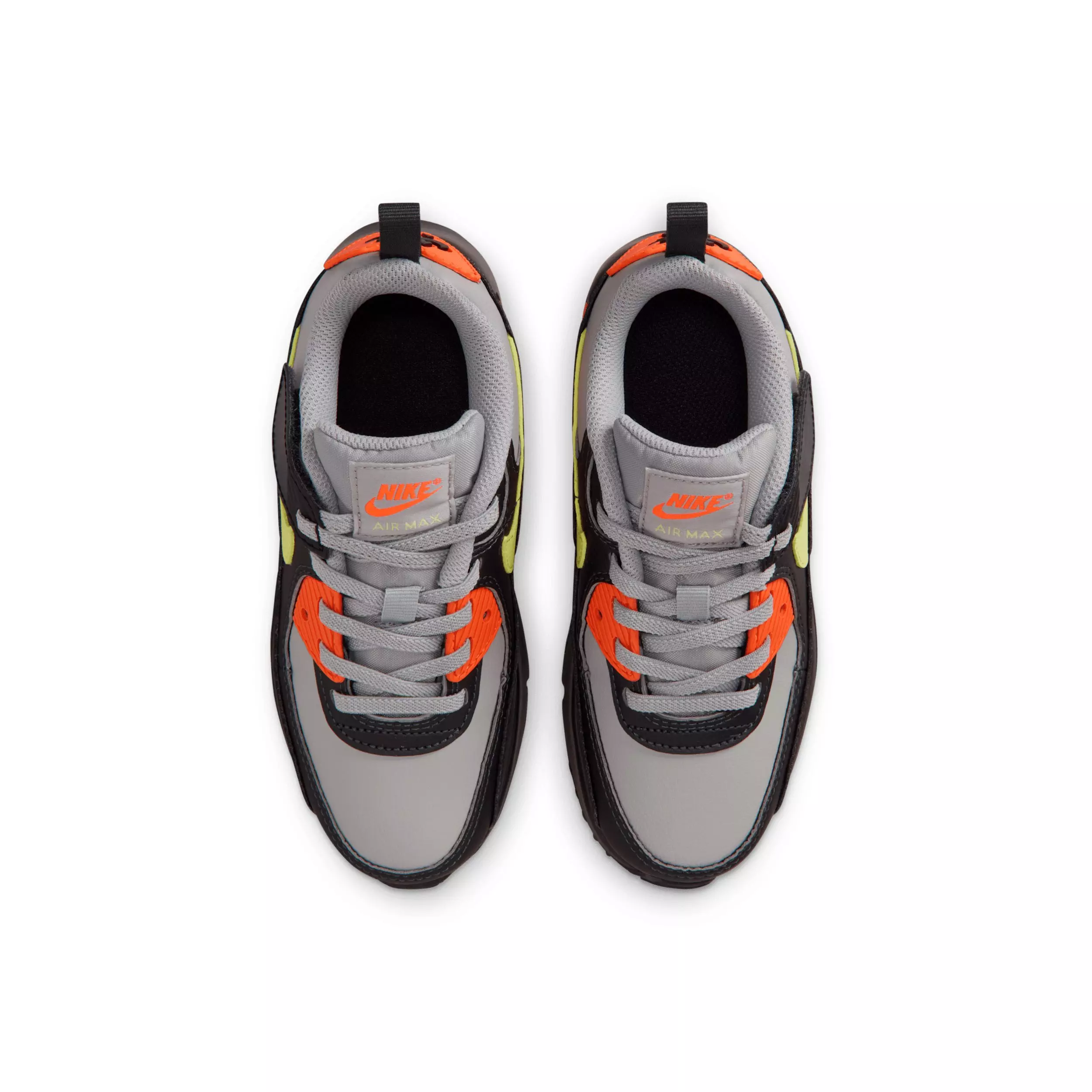 Nike Air Max 90 EasyOn "Light Smoke Grey/Hyper Crimson/Black/Limelight" Preschool Boys' Shoe - LT GREY/CRIMSON/BLACK/LIMELIGHT