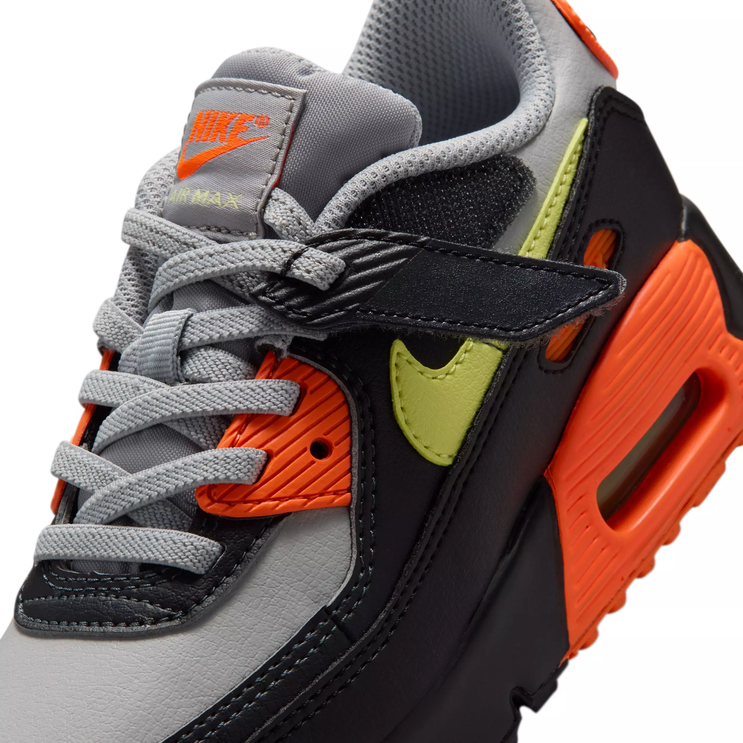 Nike Air Max 90 EasyOn "Light Smoke Grey/Hyper Crimson/Black/Limelight" Preschool Boys' Shoe - LT GREY/CRIMSON/BLACK/LIMELIGHT