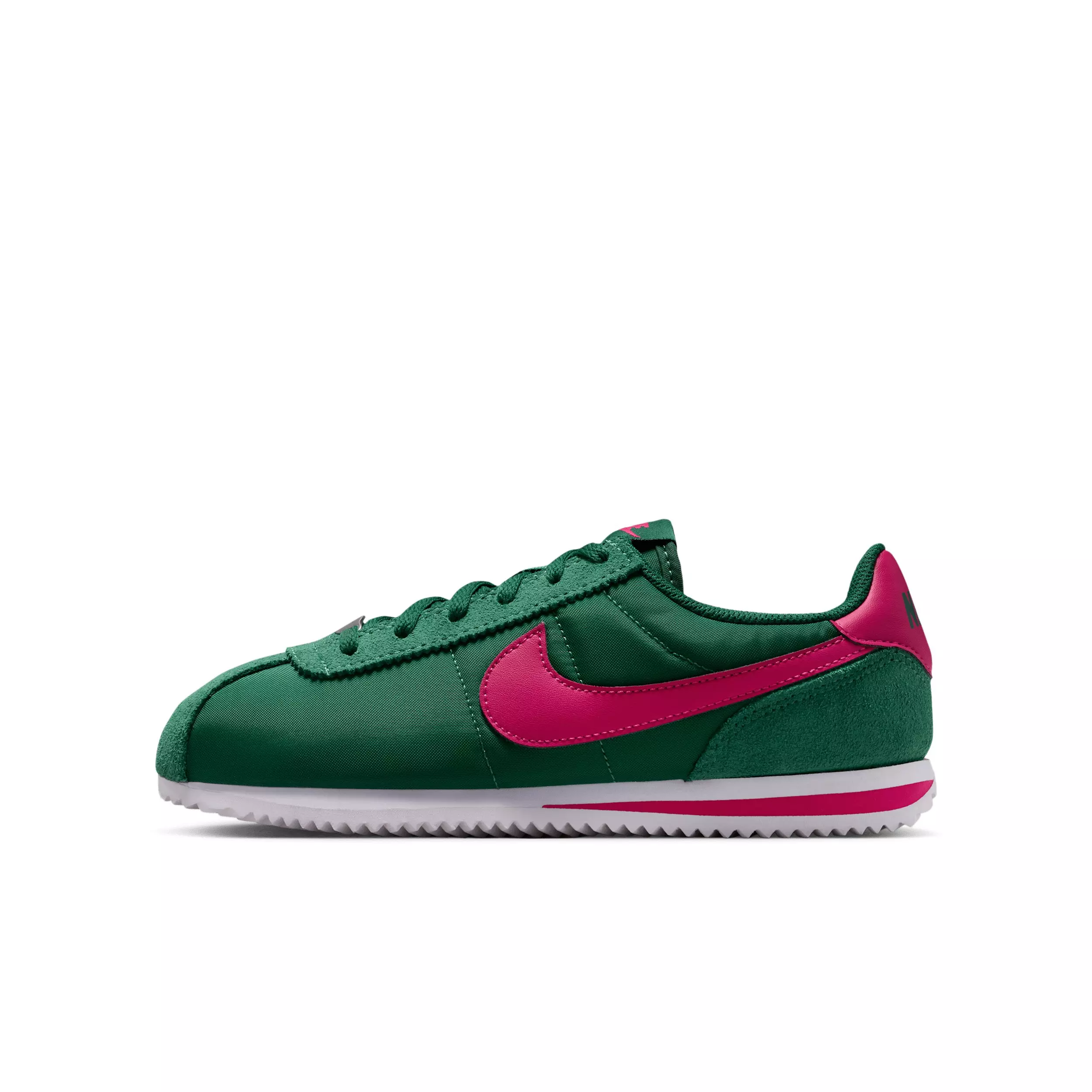 Nike Cortez Textile "Gorge Green/White/Wild Cherry" Grade School Boys' Shoe - GREEN/WHITE/CHERRY