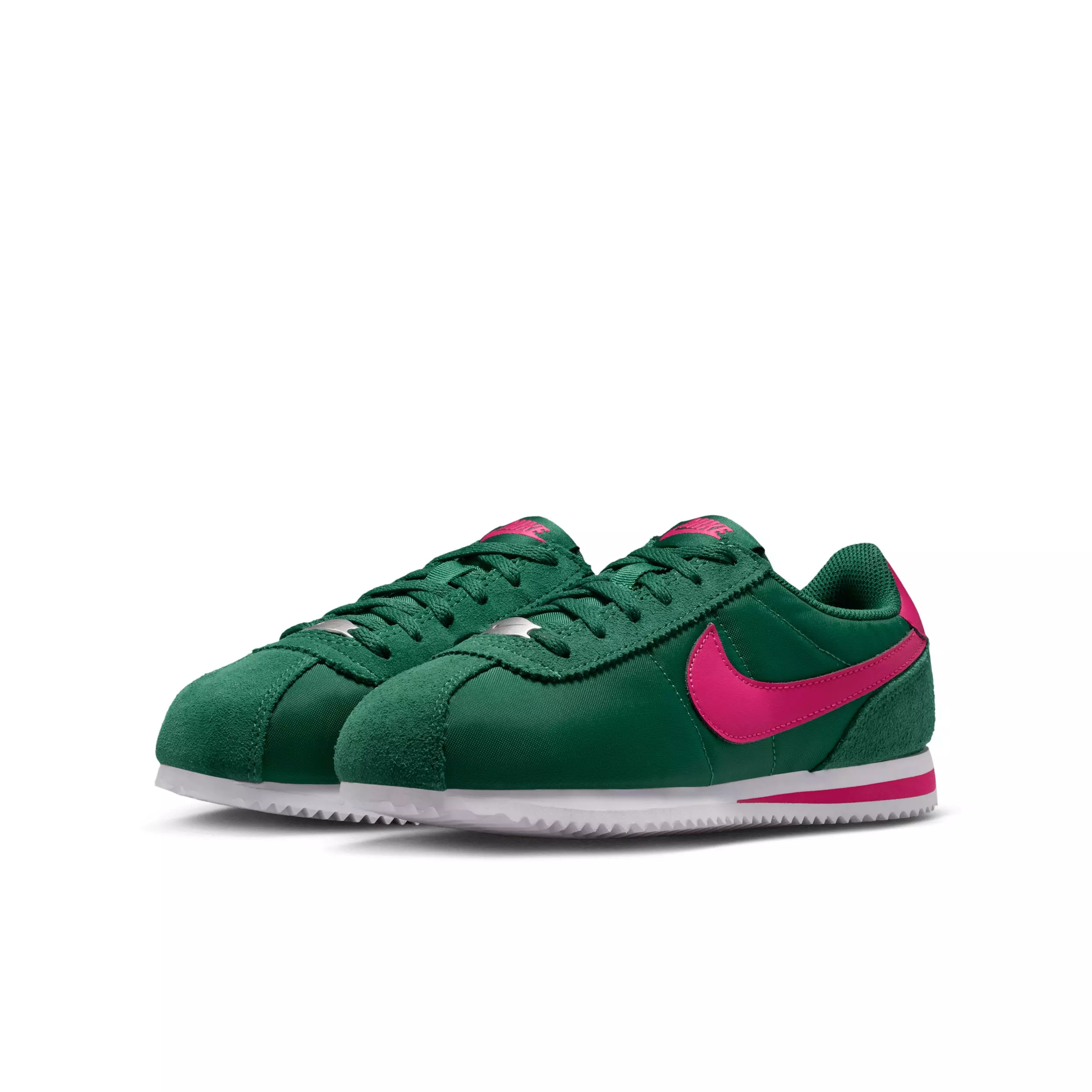 Nike Cortez Textile "Gorge Green/White/Wild Cherry" Grade School Boys' Shoe - GREEN/WHITE/CHERRY