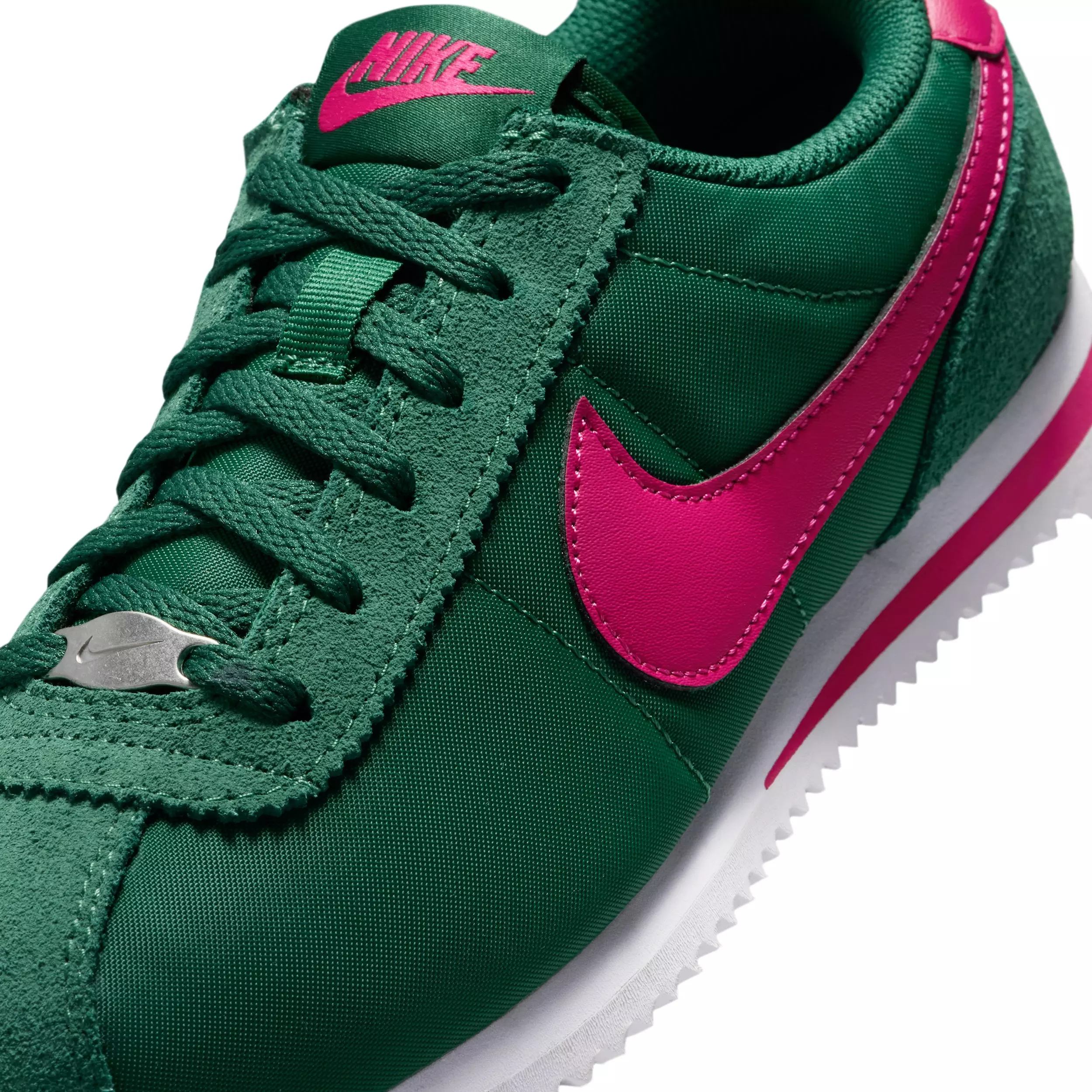 Nike Cortez Textile "Gorge Green/White/Wild Cherry" Grade School Boys' Shoe - GREEN/WHITE/CHERRY