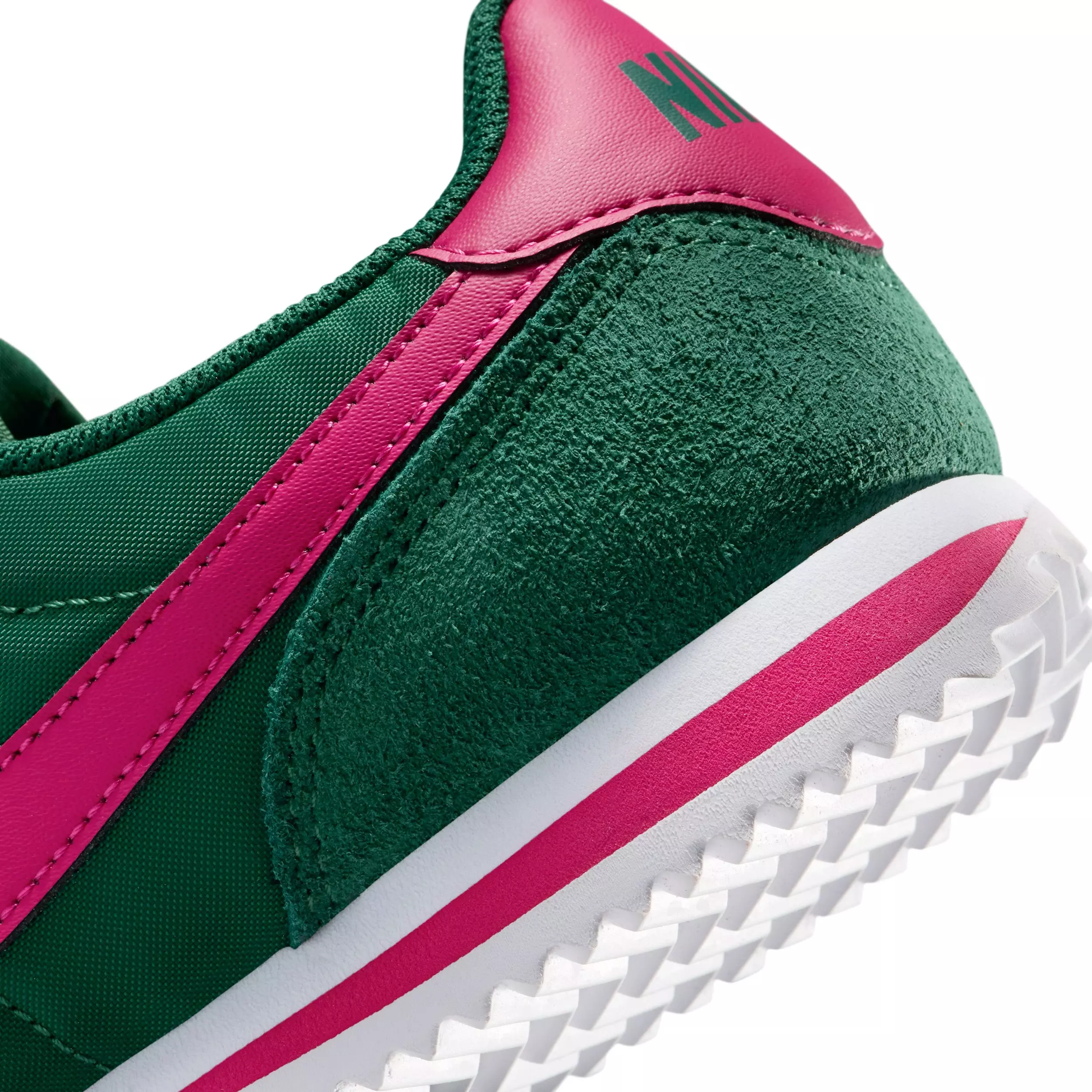 Nike Cortez Textile "Gorge Green/White/Wild Cherry" Grade School Boys' Shoe - GREEN/WHITE/CHERRY
