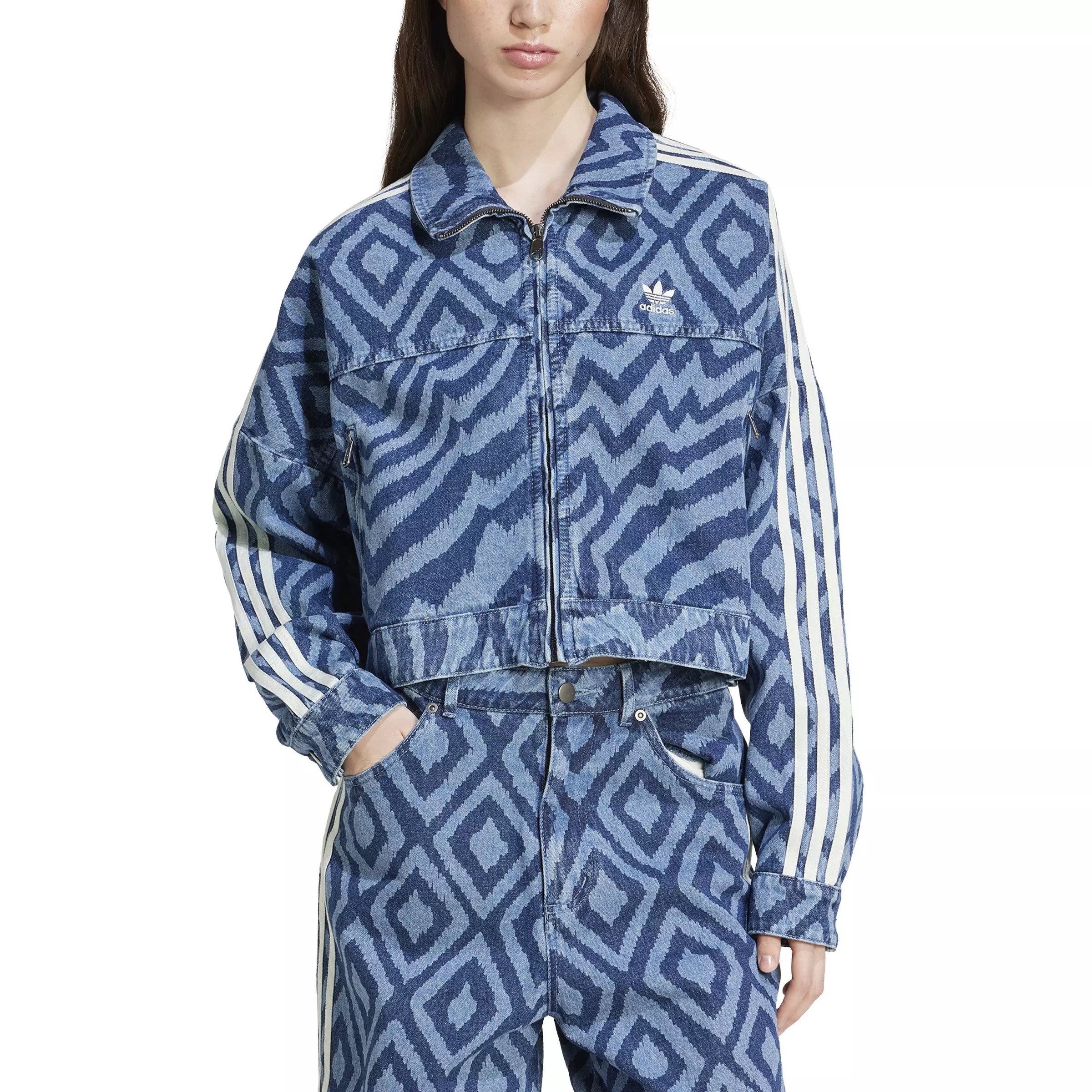 adidas Originals Women's x FARM Rio Denim Track Jacket - BLUE