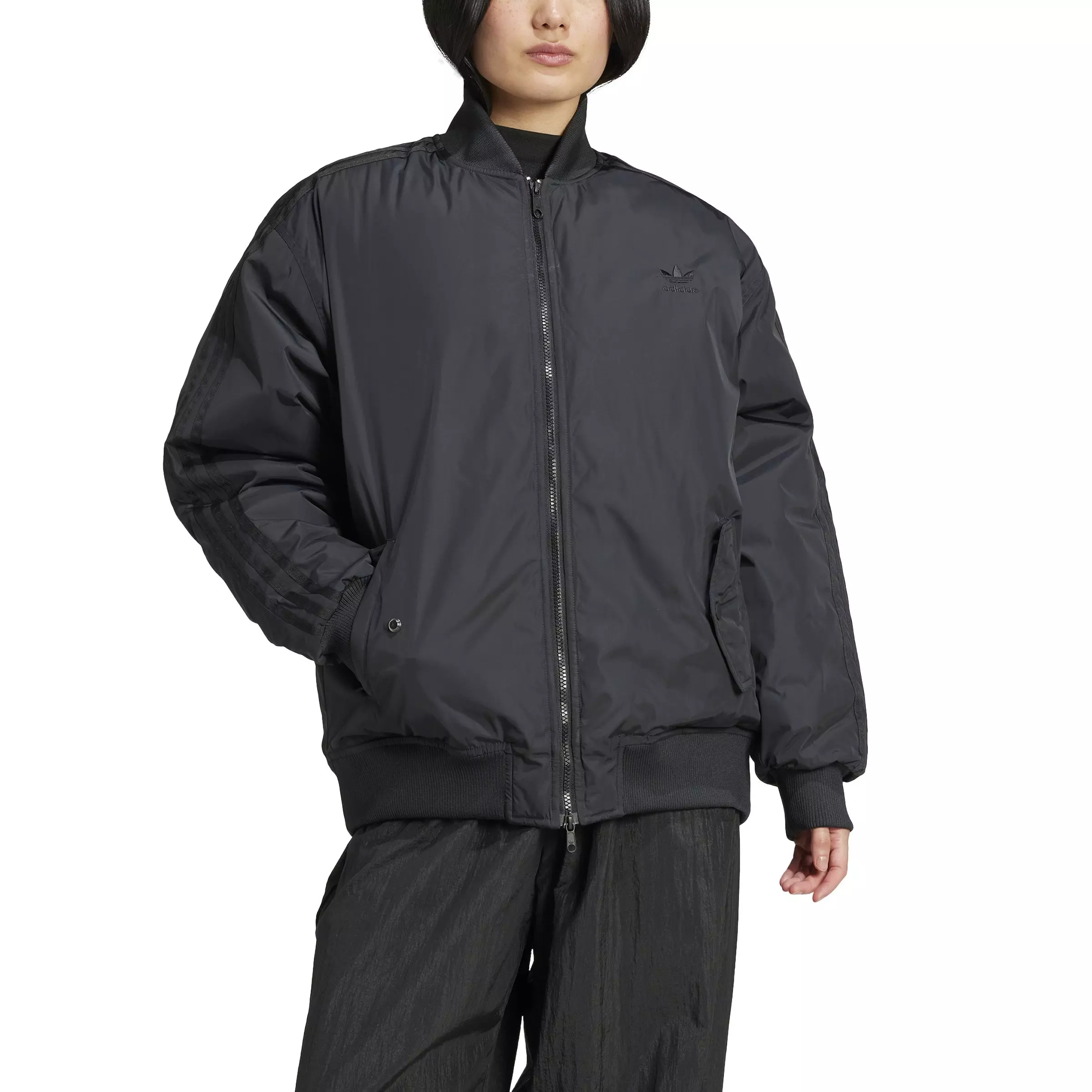 adidas Originals Women's Oversized SST Bomber Jacket-Black - BLACK
