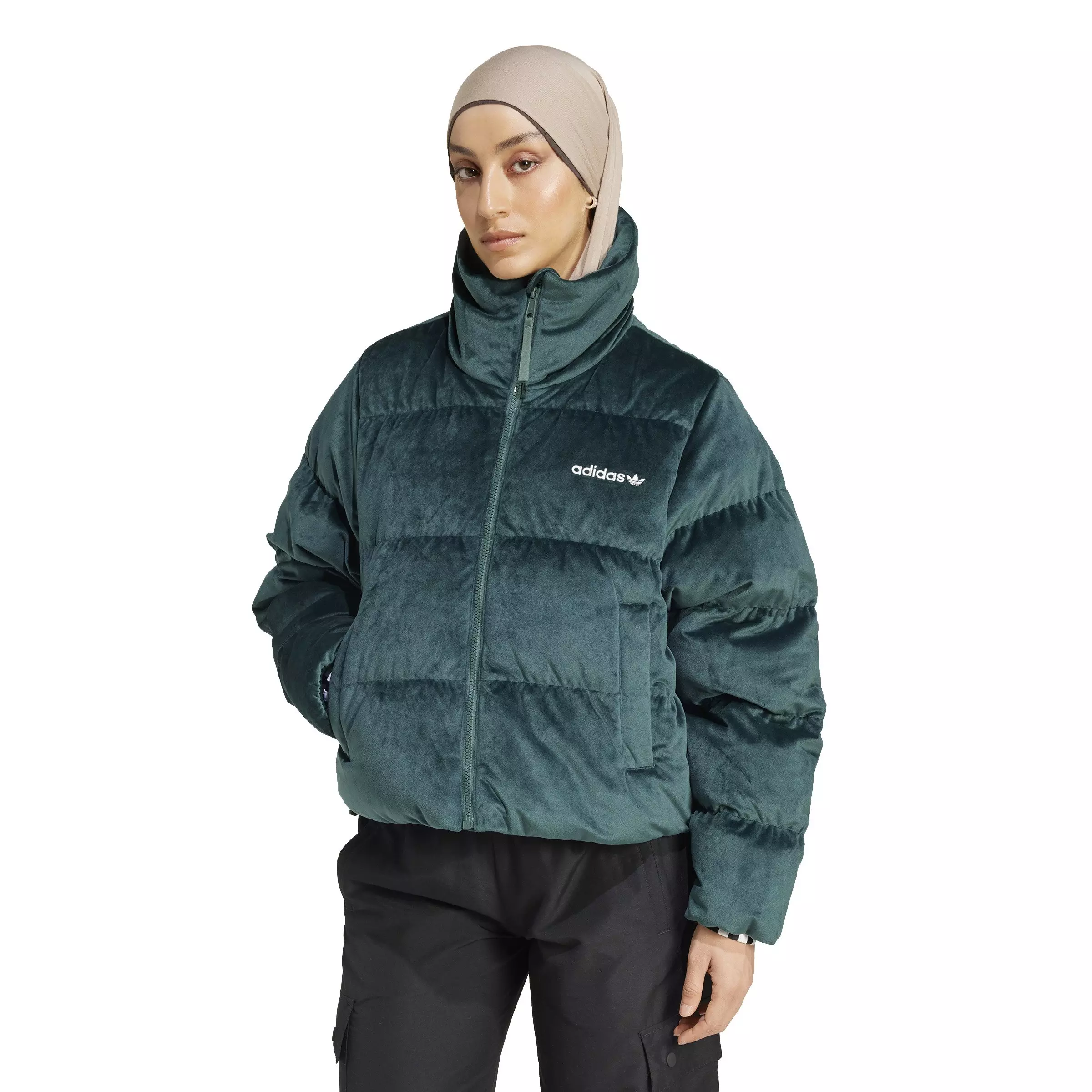 adidas Originals Women's Regen Velvet Down Puffer Jacket - GREEN