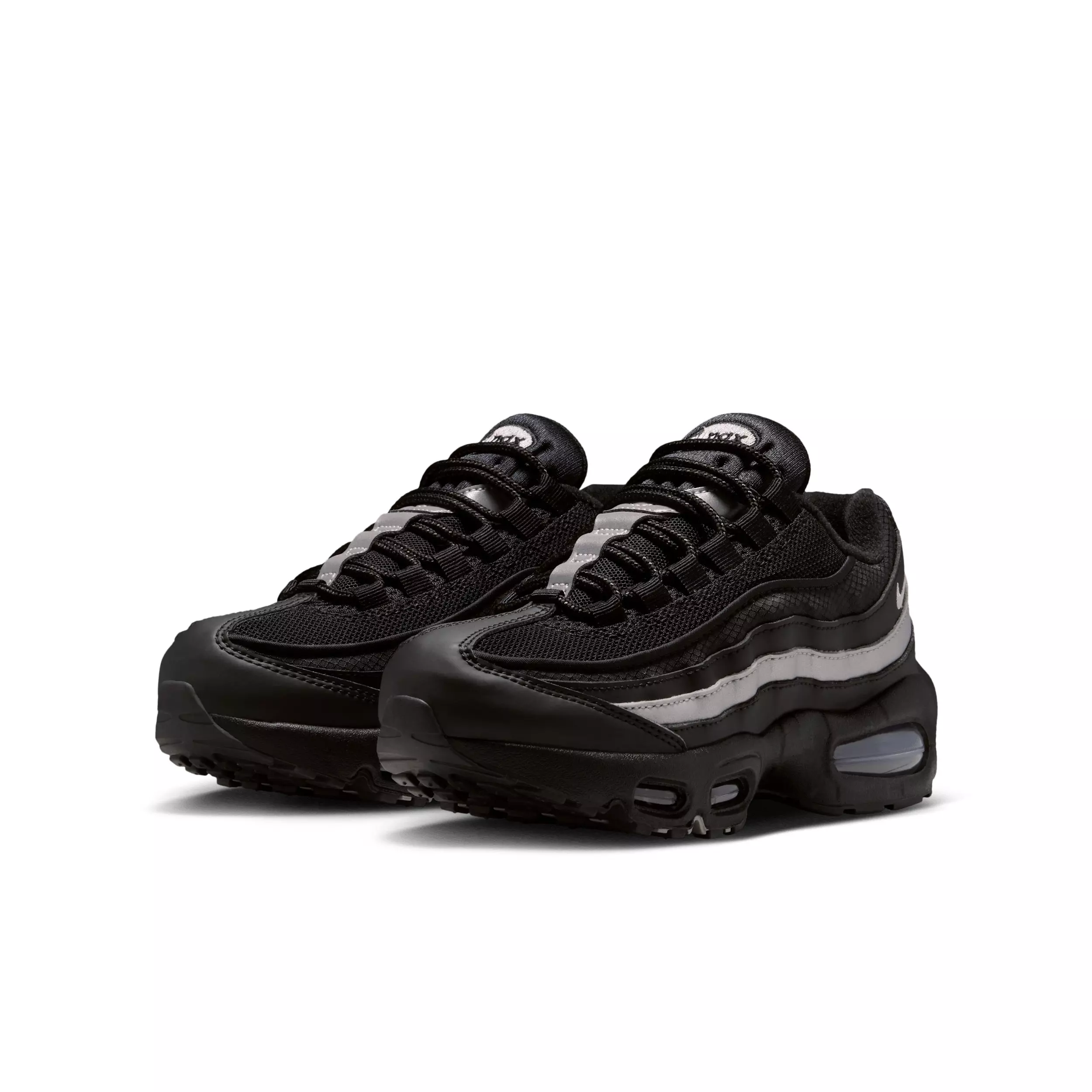 Nike Air Max 95 "Black/Black/White/Metallic Silver" Grade School Boys' Shoe - BLACK/BLACK/WHITE/SILVER