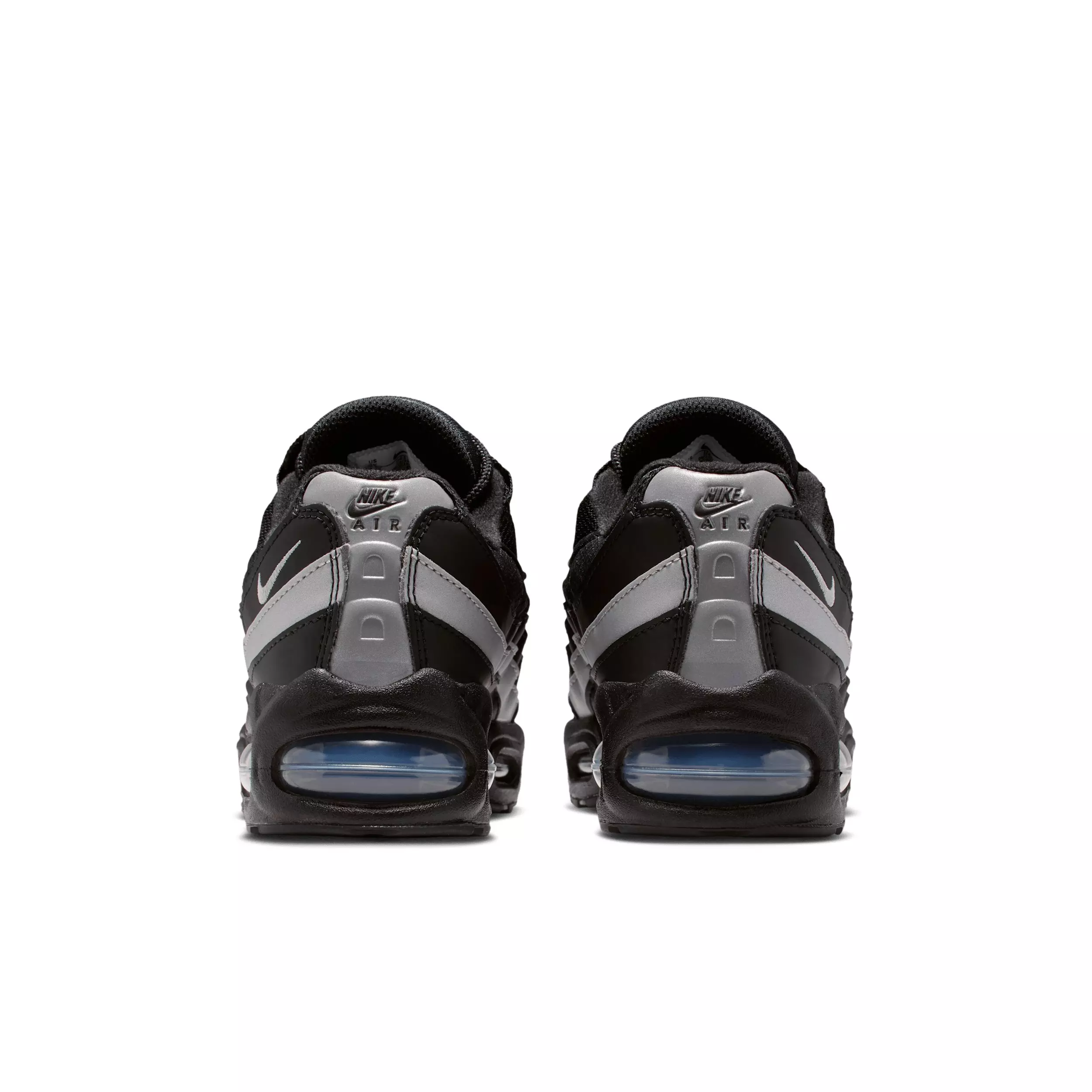 Nike Air Max 95 "Black/Black/White/Metallic Silver" Grade School Boys' Shoe - BLACK/BLACK/WHITE/SILVER