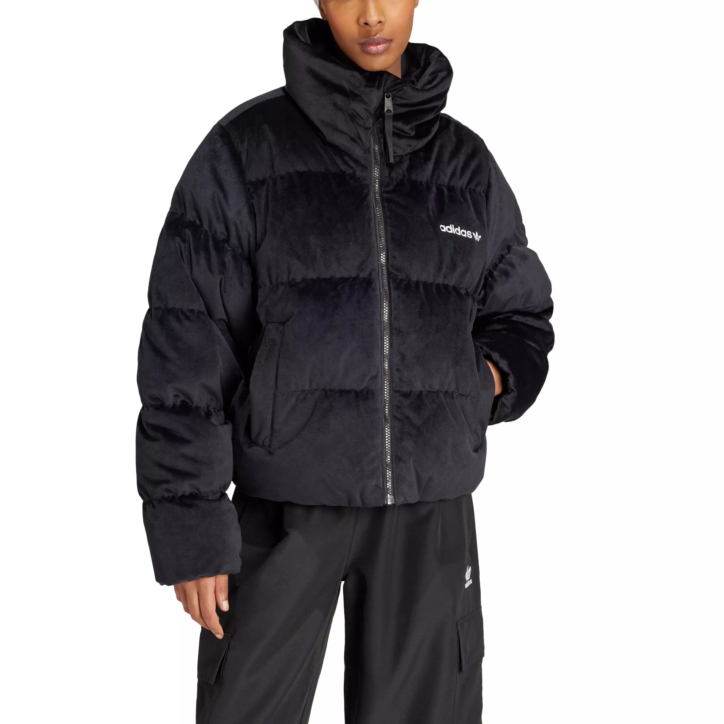 adidas Originals Women's Regen Velvet Down Puffer Jacket - BLACK