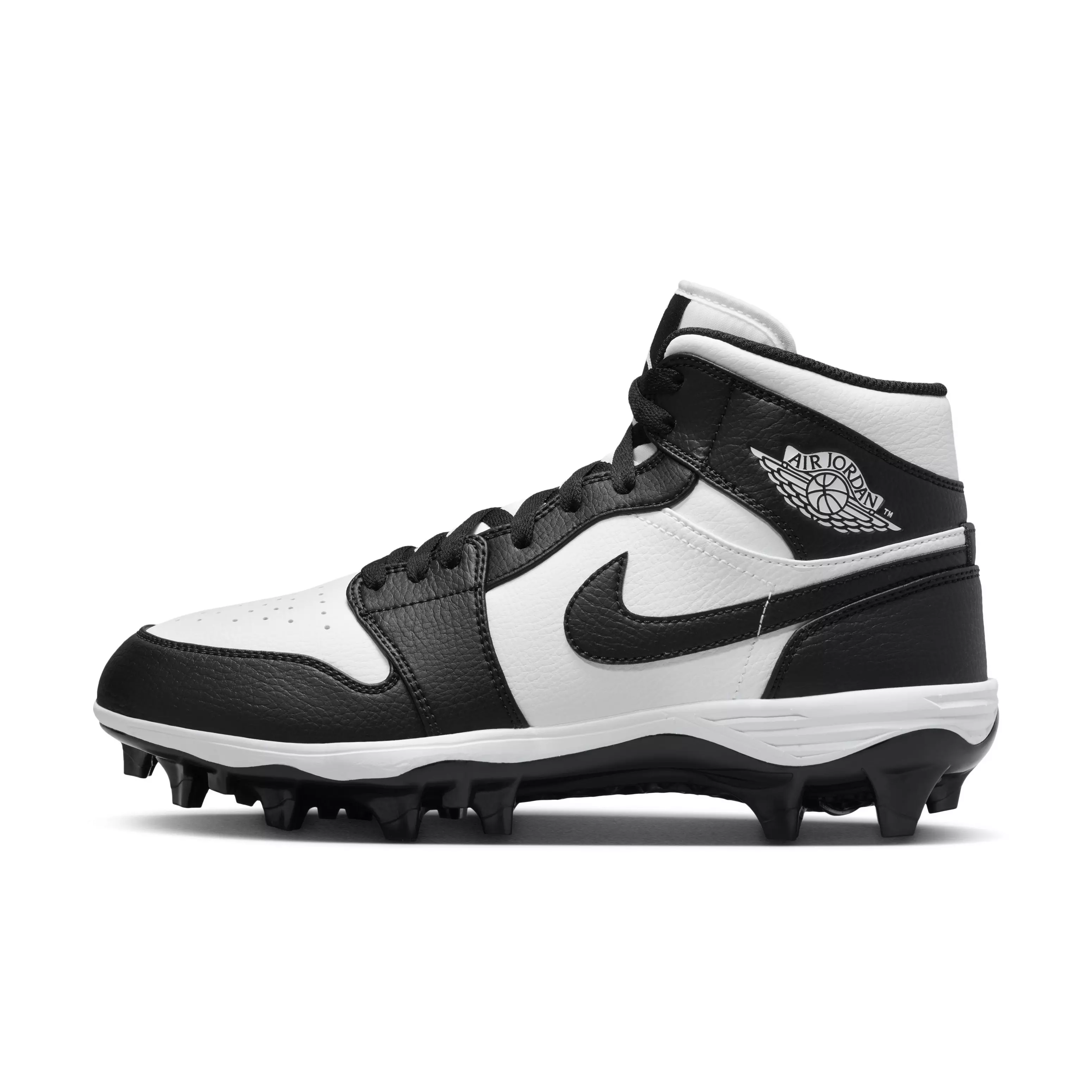 Jordan 1 Mid TD "White/Black" Men's Football Cleat - WHITE/BLACK/BLACK