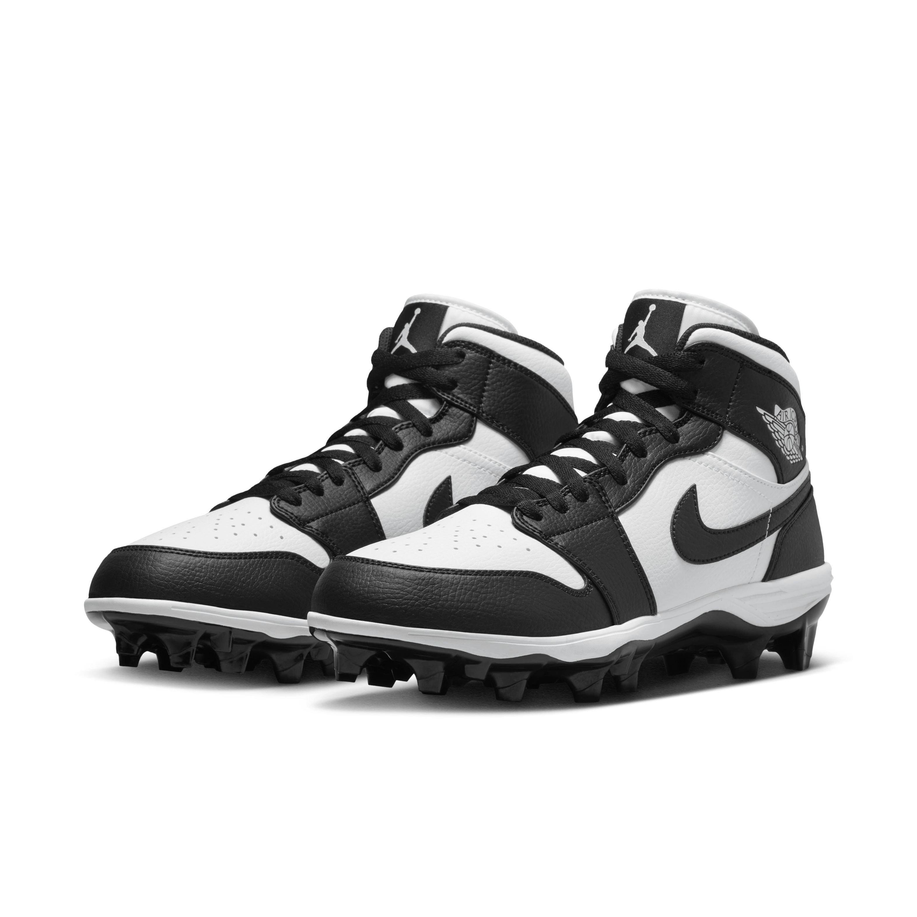 Jordan 1 Mid TD "White/Black" Men's Football Cleat - WHITE/BLACK/BLACK Thumbnail View 3