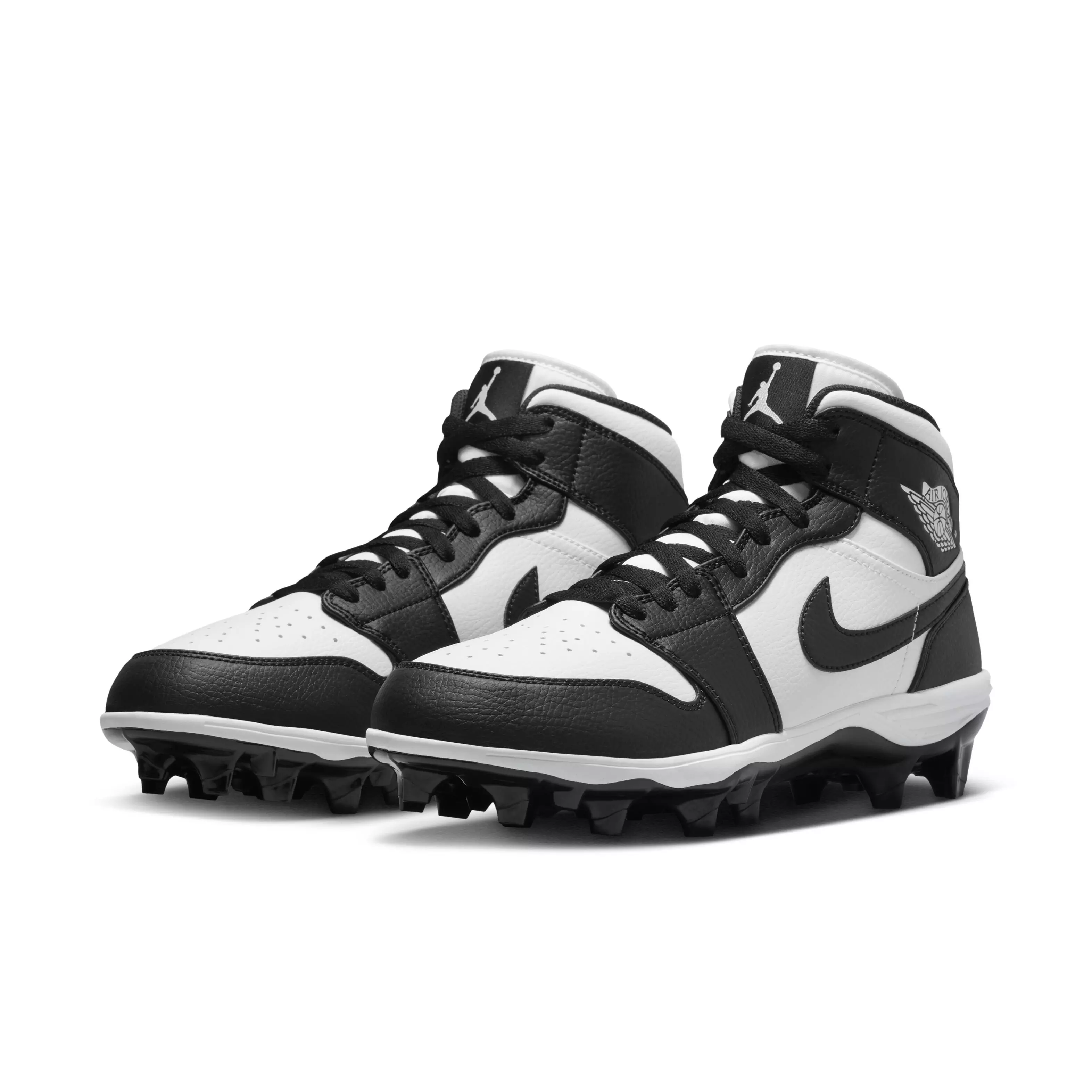 Jordan 1 Mid TD "White/Black" Men's Football Cleat - WHITE/BLACK/BLACK