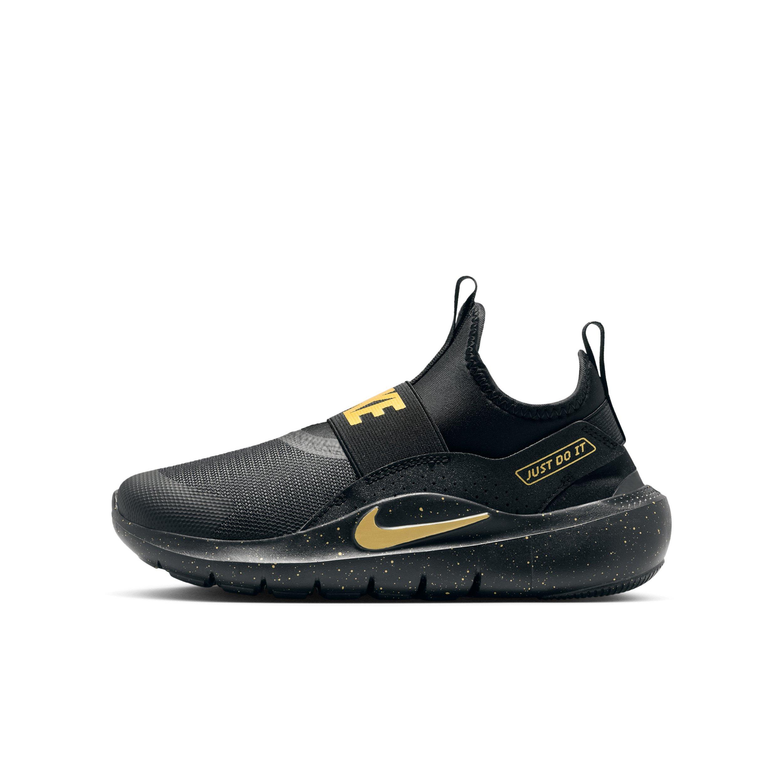 Nike Flex Runner 4 SE Grade School Boys' "Black/Black/Metallic Gold" Running Shoe