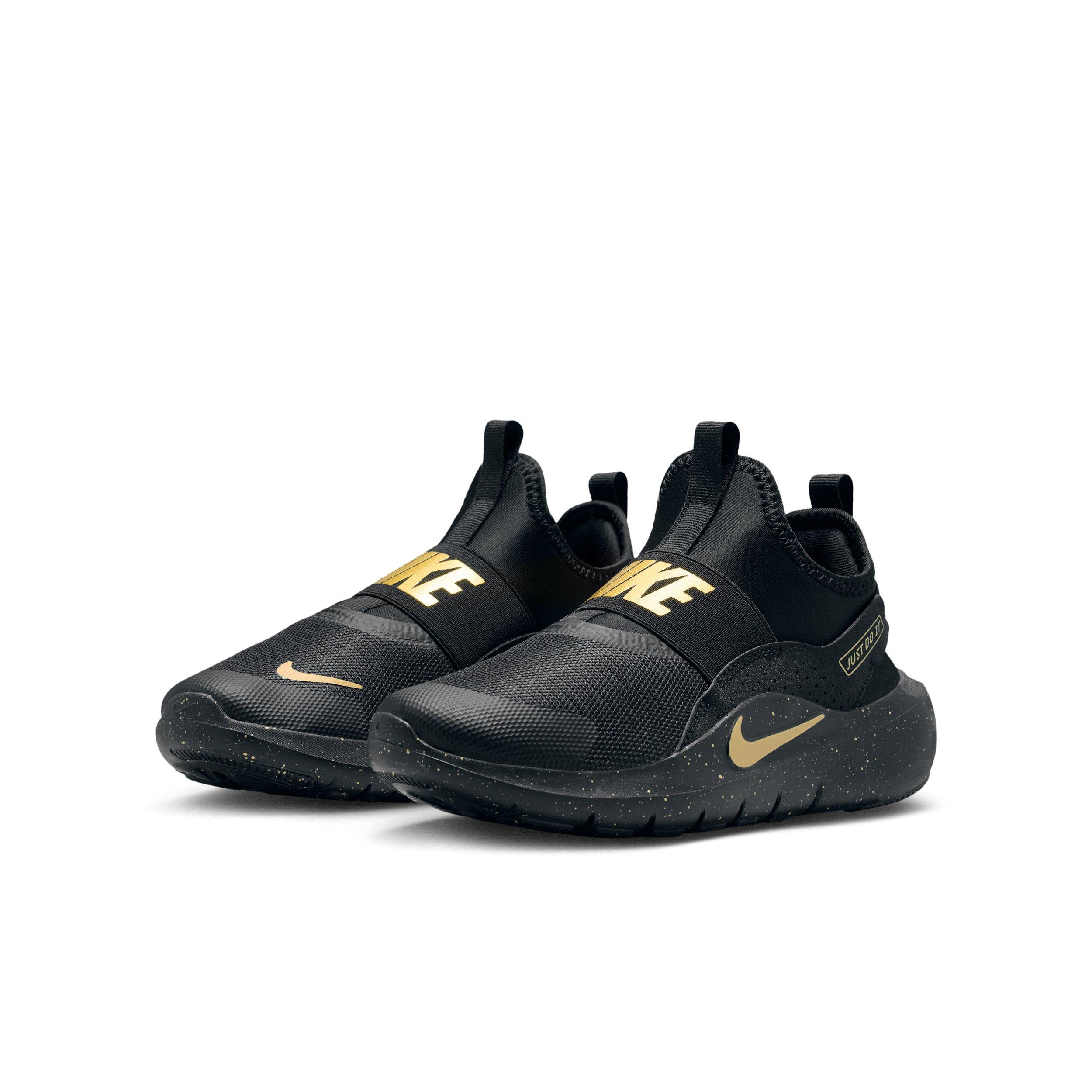Nike Flex Runner 4 SE Grade School Boys' "Black/Black/Metallic Gold" Running Shoe
