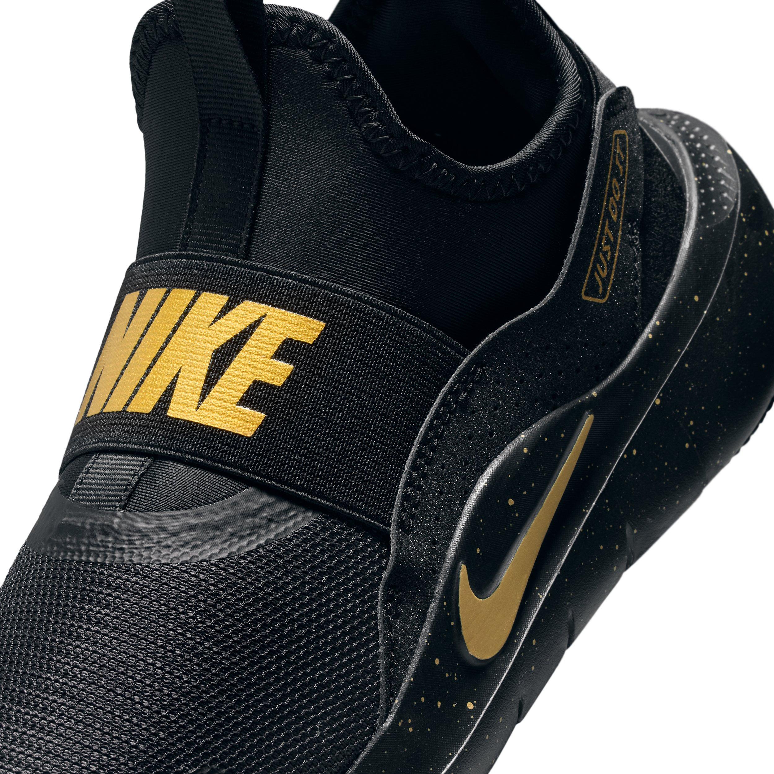 Nike Flex Runner 4 SE Grade School Boys' "Black/Black/Metallic Gold" Running Shoe