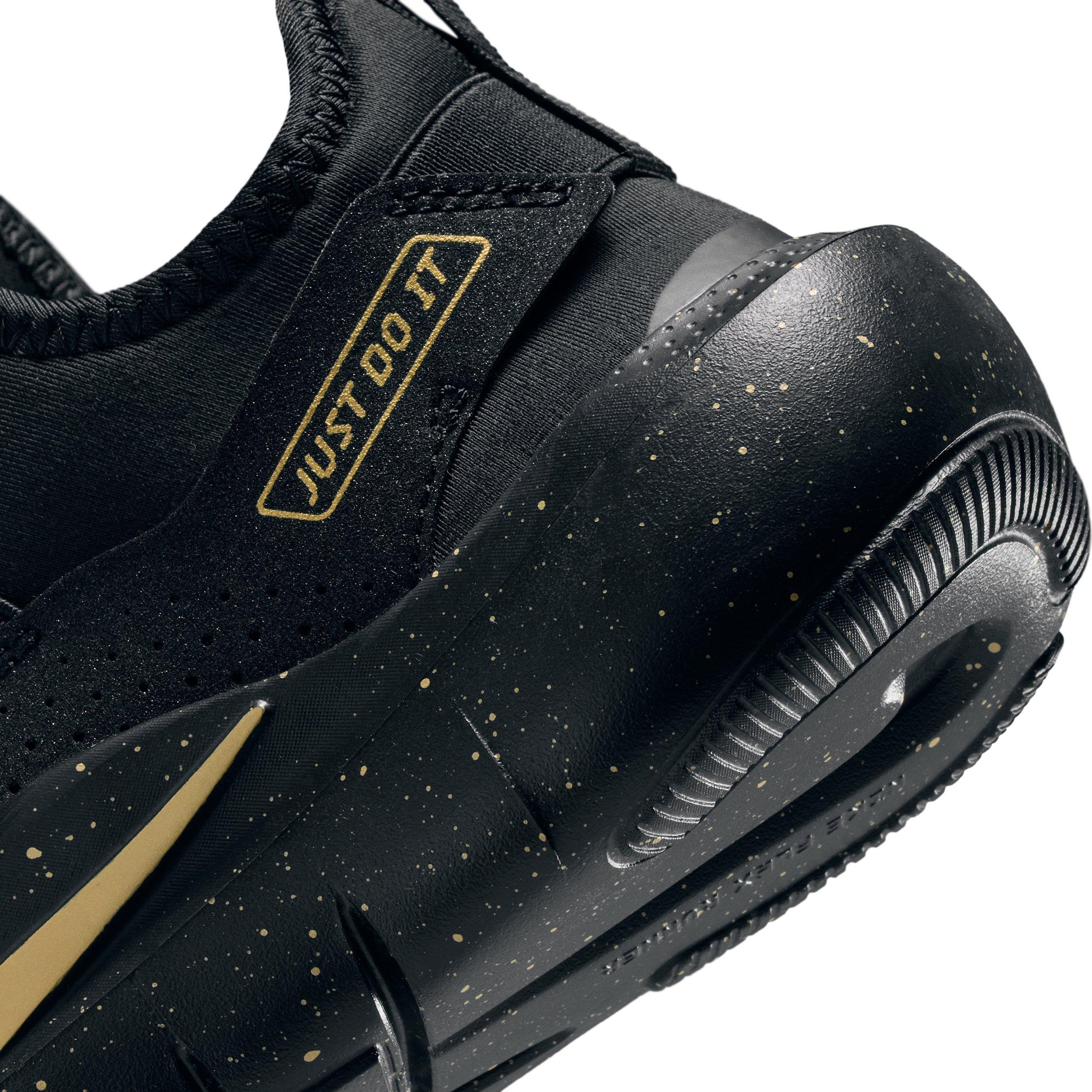 Nike Flex Runner 4 SE Grade School Boys' "Black/Black/Metallic Gold" Running Shoe