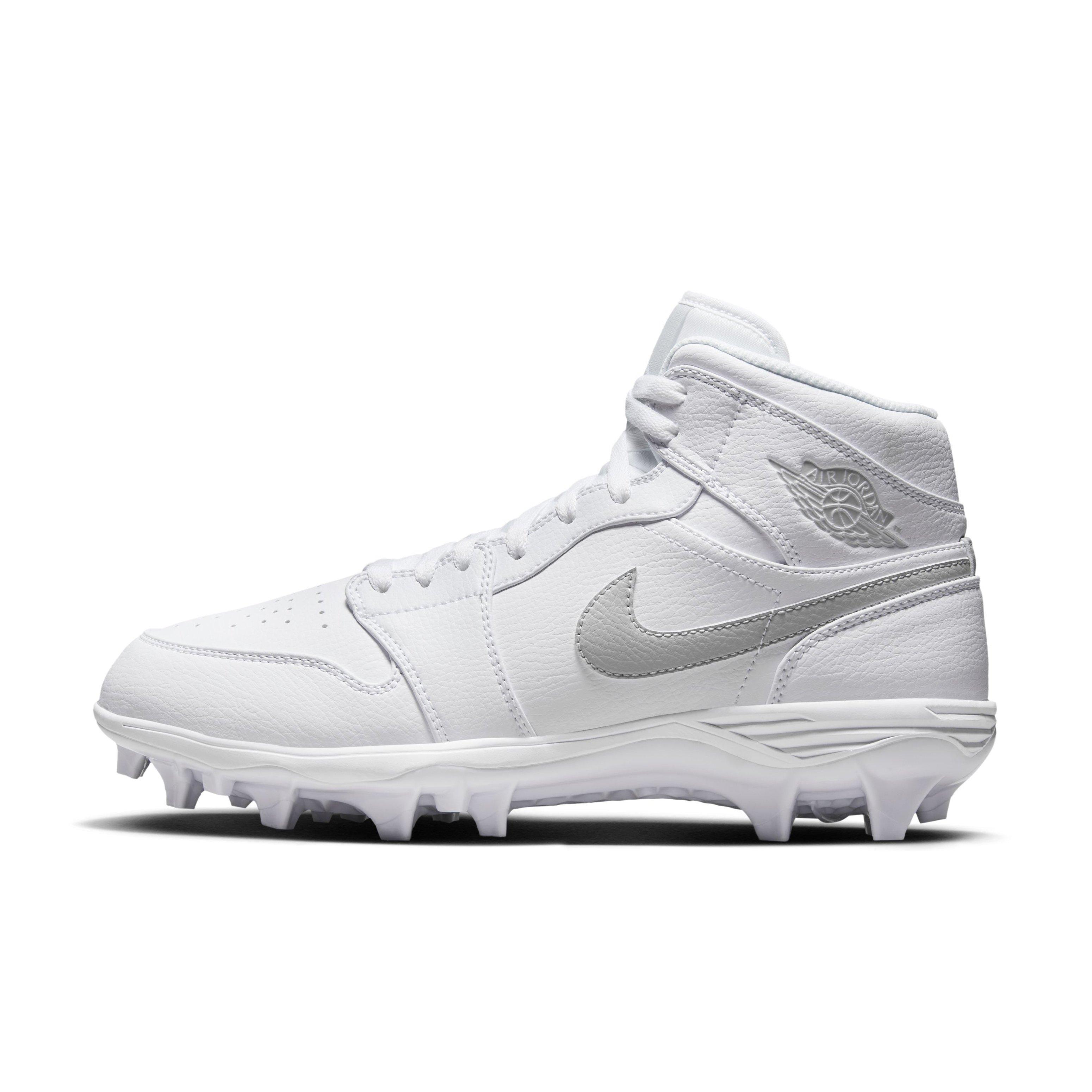 Jordan 1 Mid TD "White/Grey Fog/White" Men's Football Cleat - WHITE/GREY/WHITE Thumbnail View 2