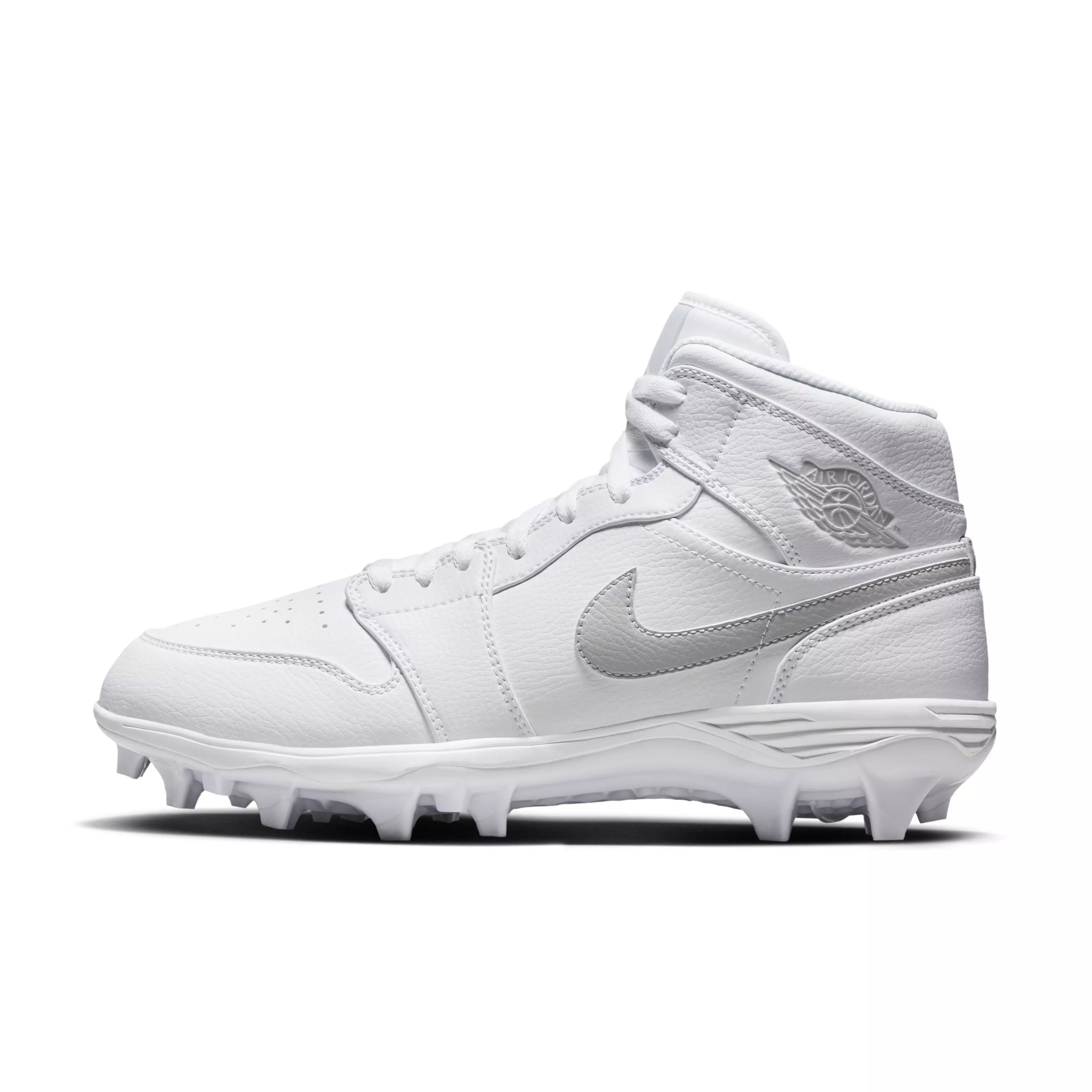 Jordan 1 Mid TD "White/Grey Fog/White" Men's Football Cleat - WHITE/GREY/WHITE