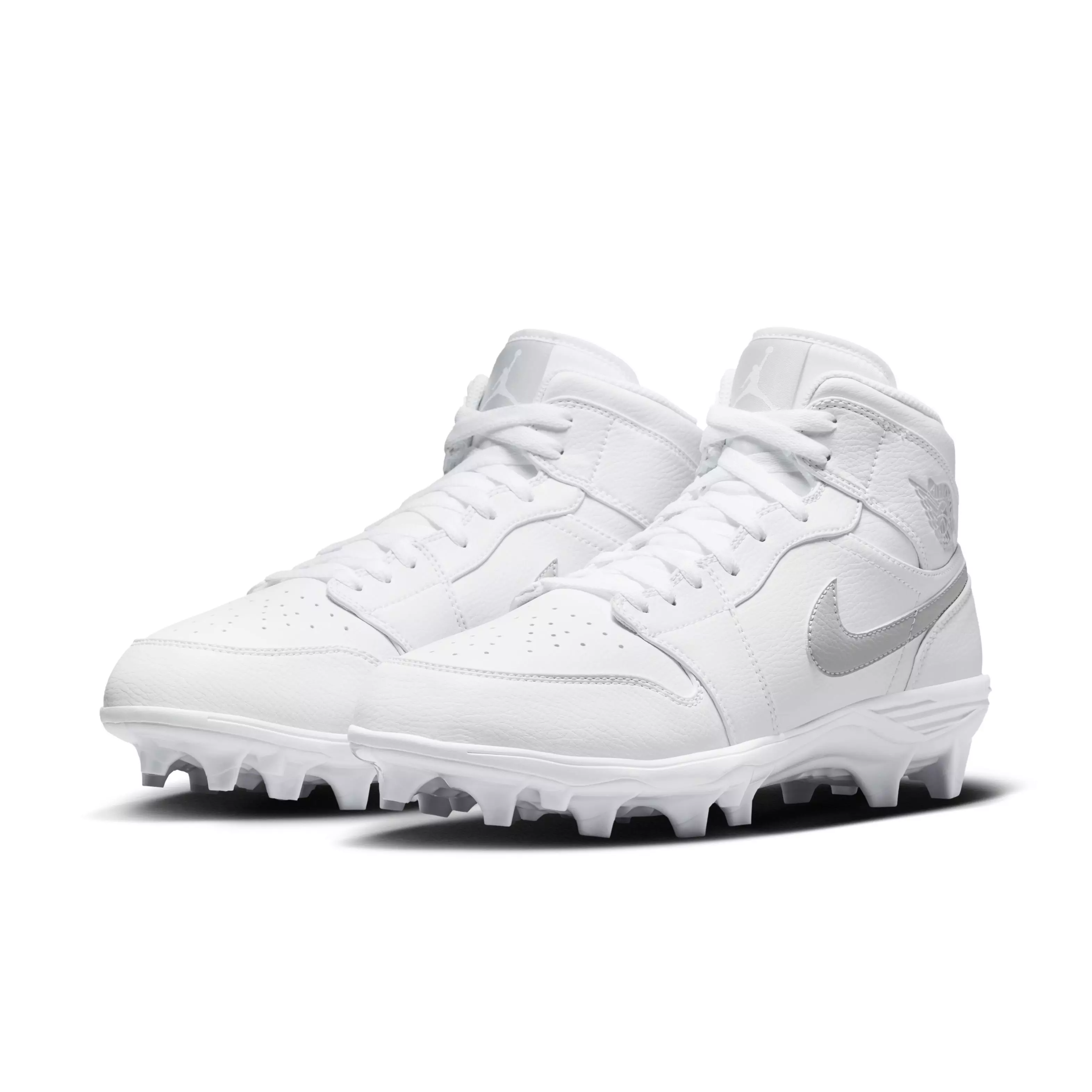 Jordan 1 Mid TD "White/Grey Fog/White" Men's Football Cleat - WHITE/GREY/WHITE