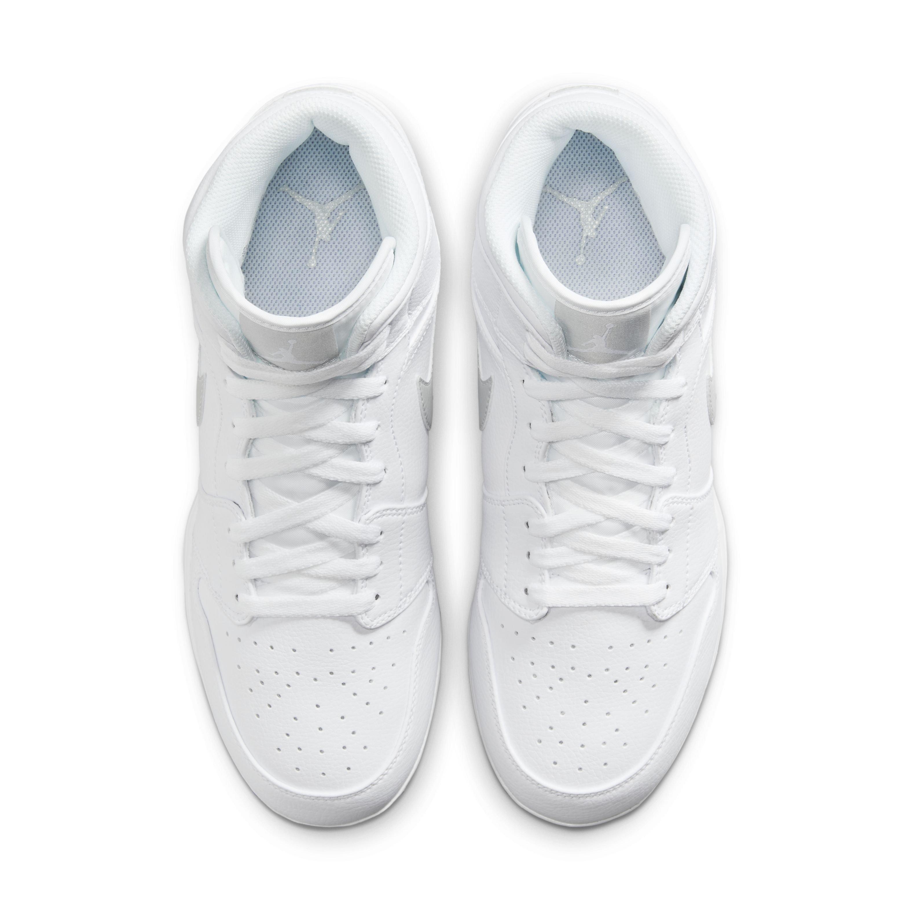 Jordan 1 Mid TD "White/Grey Fog/White" Men's Football Cleat - WHITE/GREY/WHITE Thumbnail View 4