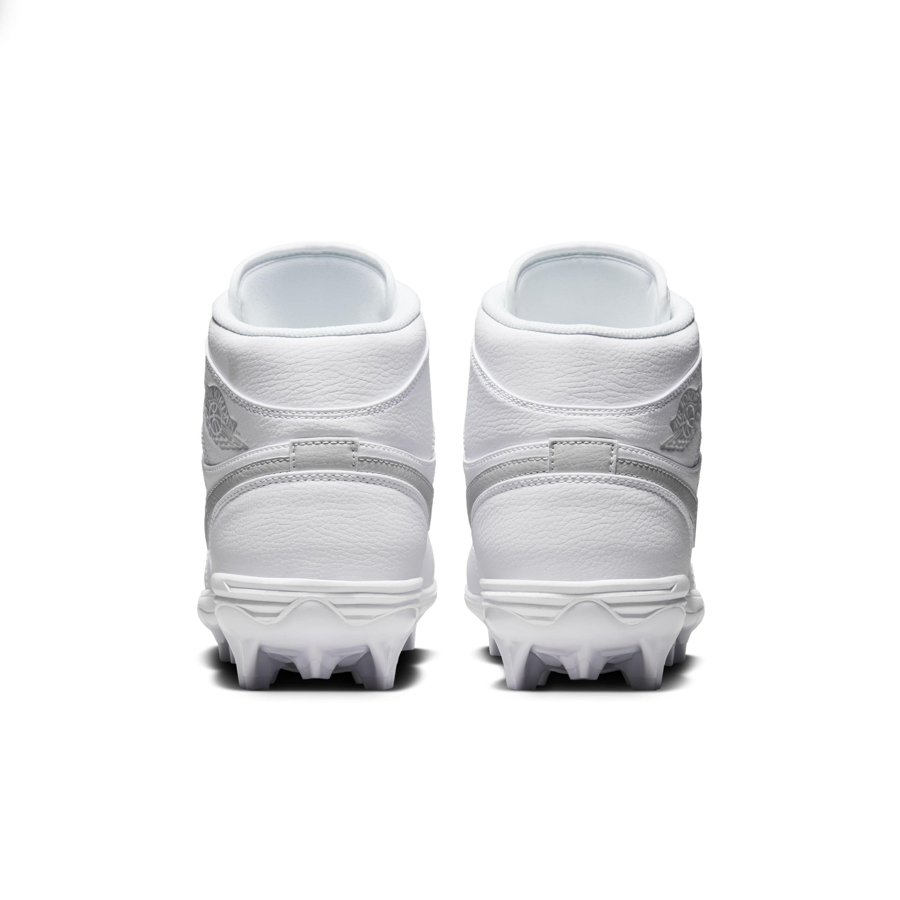 Jordan 1 Mid TD "White/Grey Fog/White" Men's Football Cleat - WHITE/GREY/WHITE Thumbnail View 5