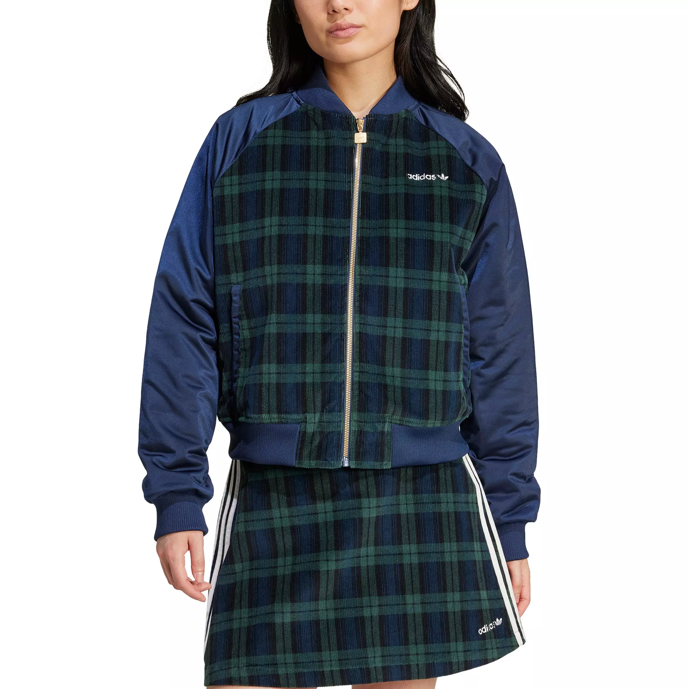 adidas Originals Women's Tartan Collegiate Jacket - BLUE