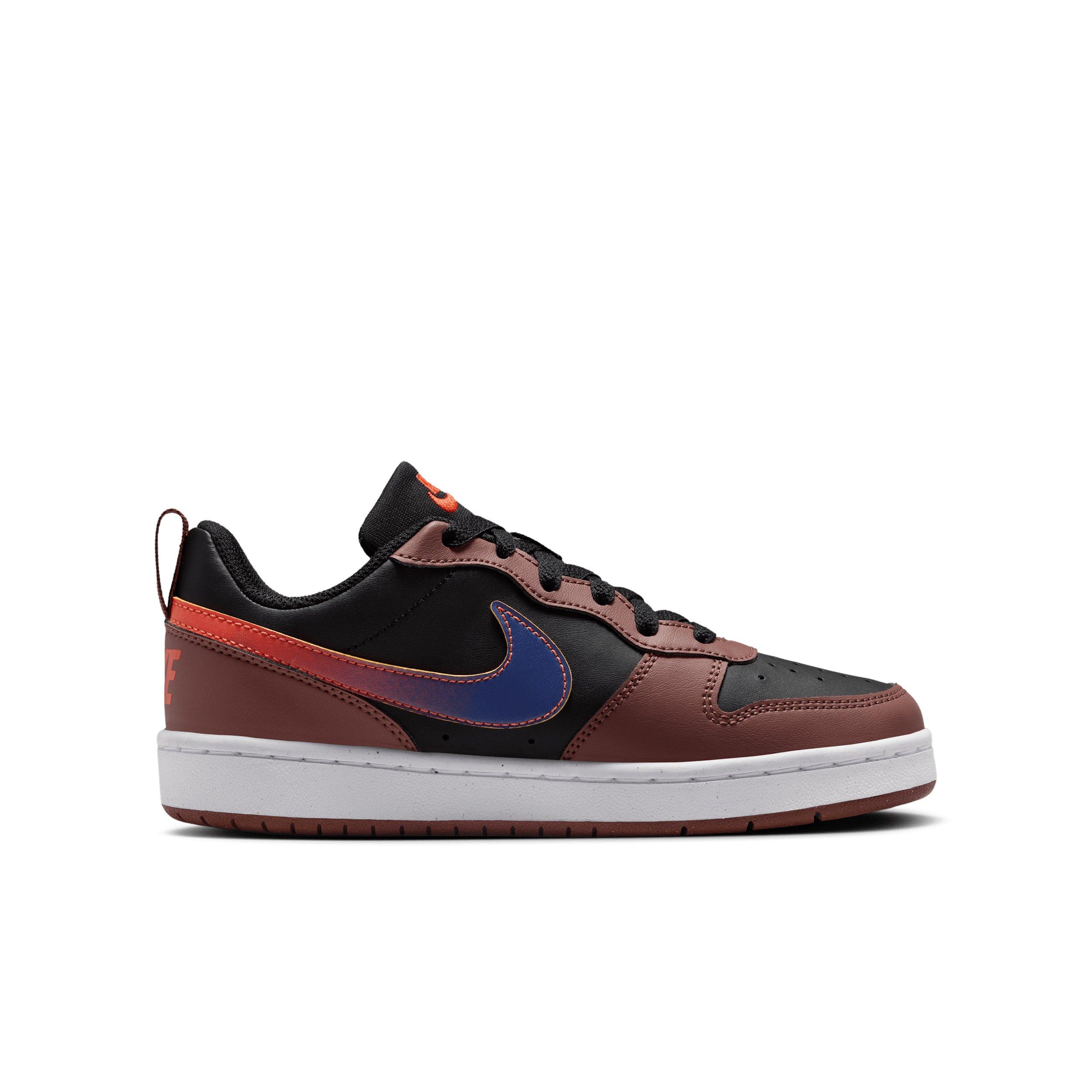 Nike Court Borough Low Recraft Grade School Boys' "Black/Red Sepia/Team Orange/Deep Night" Shoe