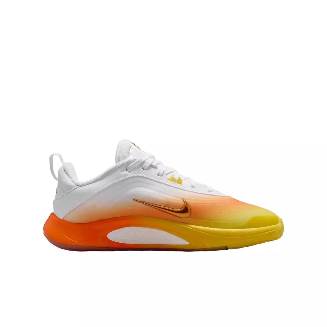 Nike A'One SE "White/Chrome Yellow/Safety Orange" Grade School Boys' Basketball Shoe - WHITE/YELLOW/ORANGE