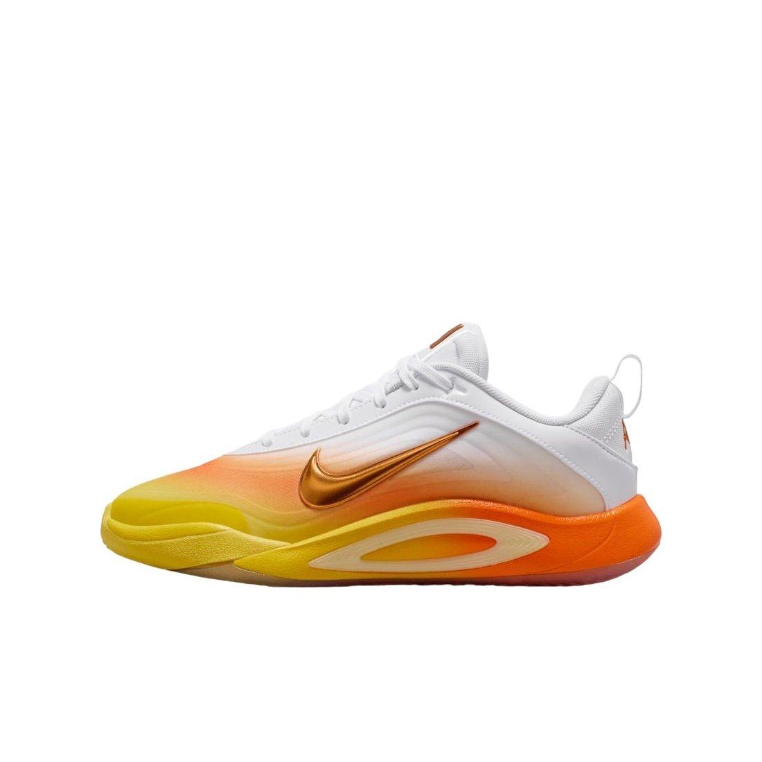 Nike A'One SE Grade School Boys' "White/Chrome Yellow/Safety Orange" Basketball Shoe