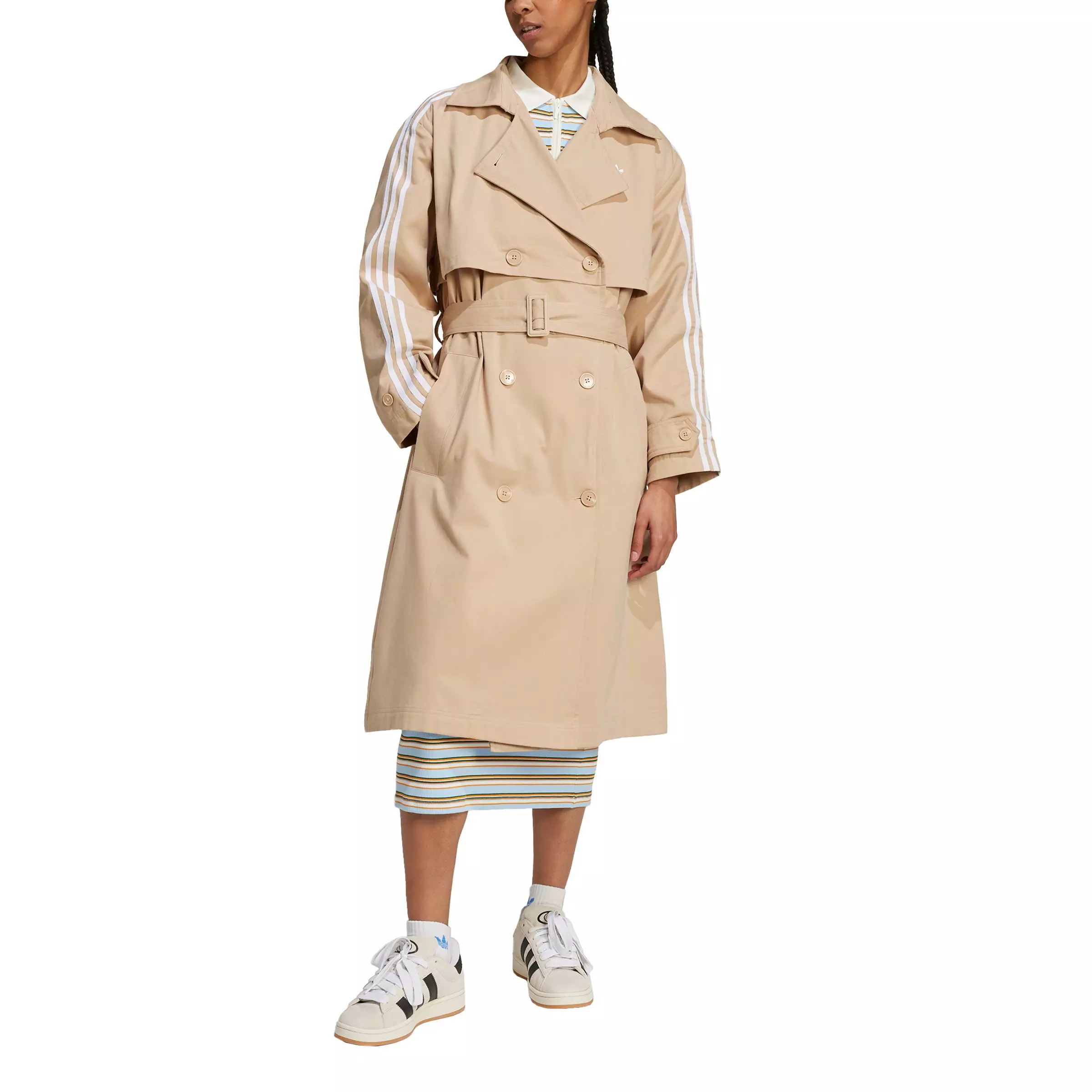adidas Originals Women's Adicolor Twill Trench Coat - BEIGE