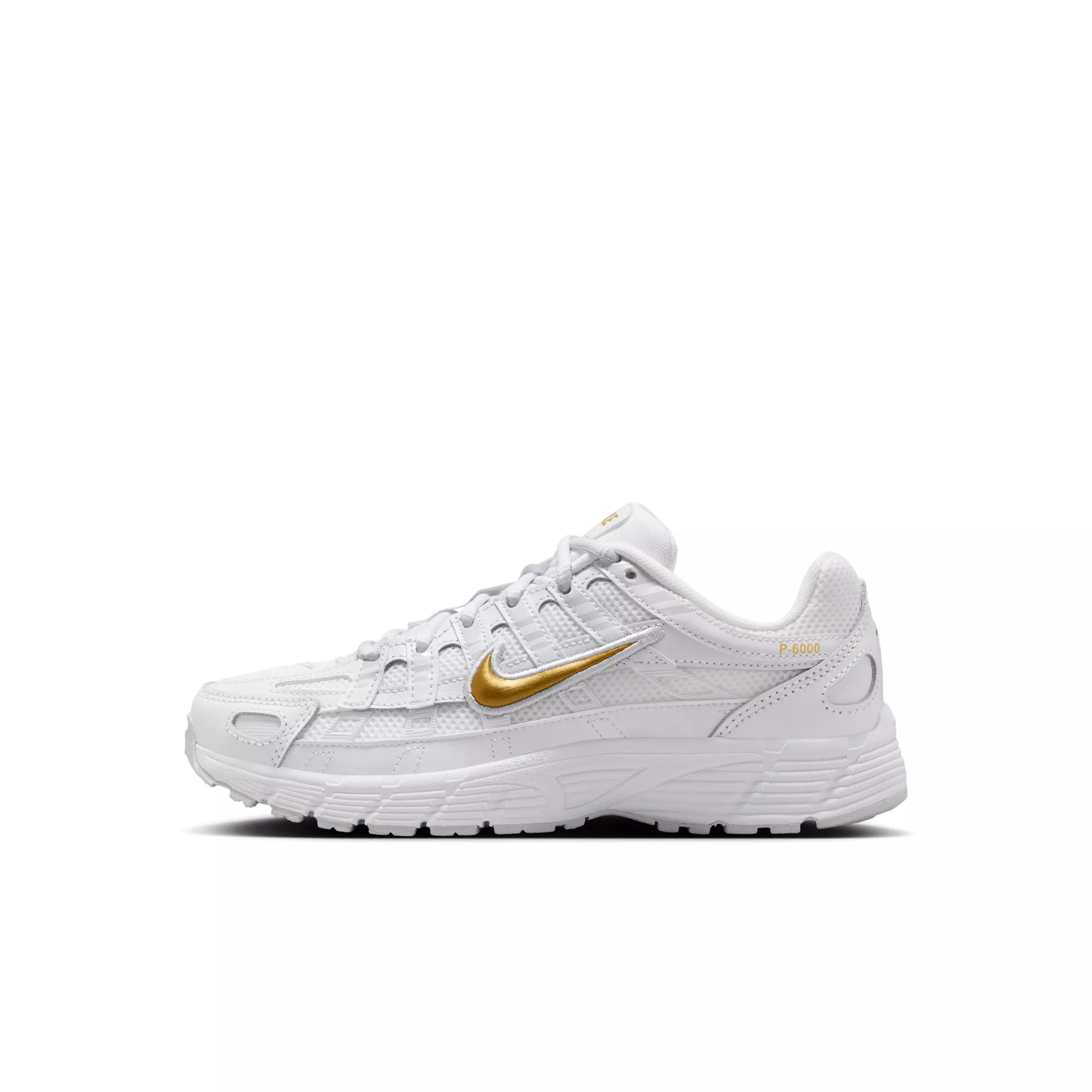 Nike P-6000 "White/Pure Platinum/Metallic Gold" Preschool Girls' Shoe - WHITE/PLATINUM/GOLD