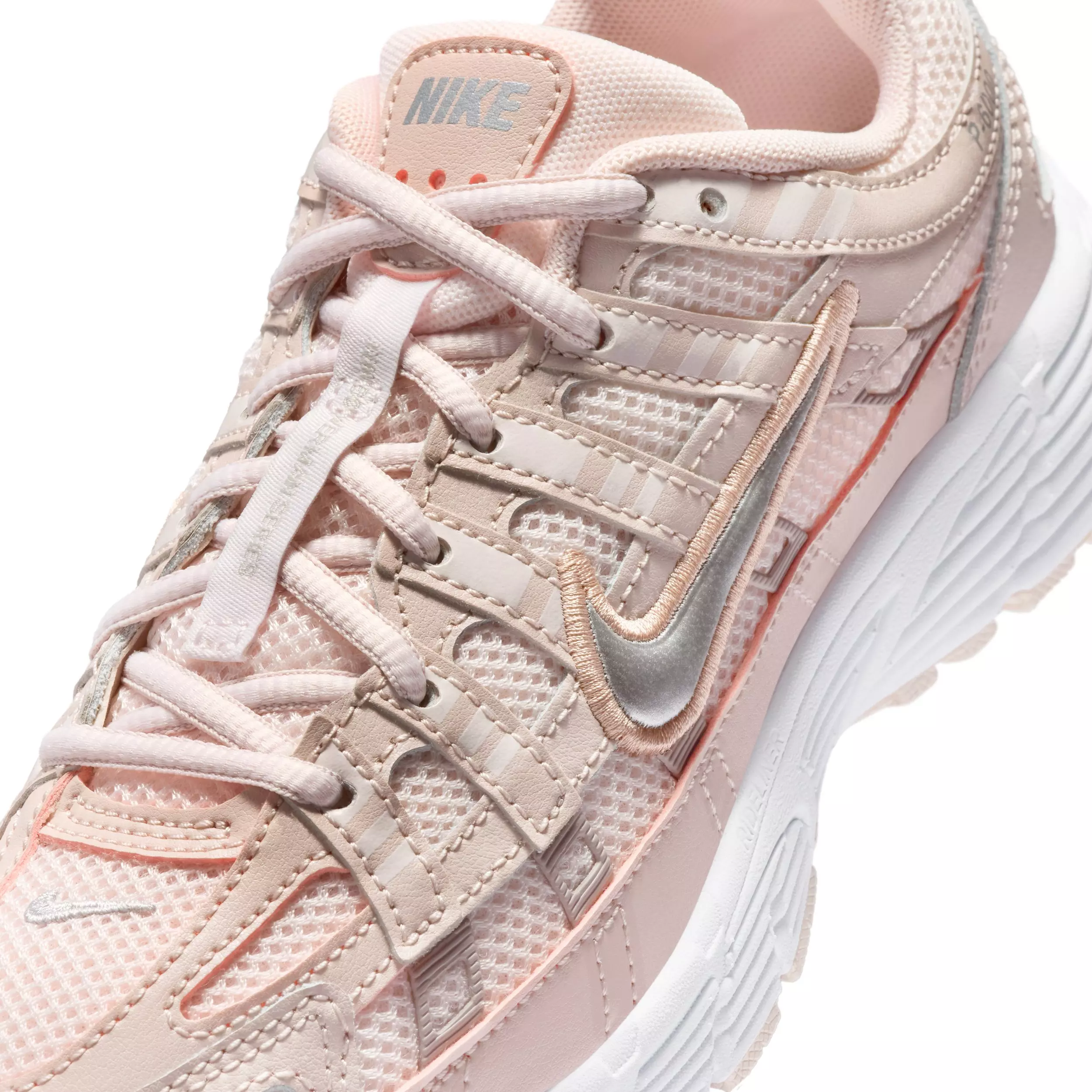 Nike P-6000 "Silt Red/Light Soft Pink/Particle Pink/Metallic Silver" Preschool Girls' Shoe - RED/LT PINK/PINK/SILVER