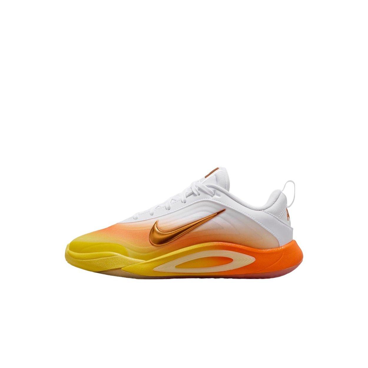 Nike A'One SE Preschool Boys' "White/Chrome Yellow/Safety Orange" Basketball Shoe