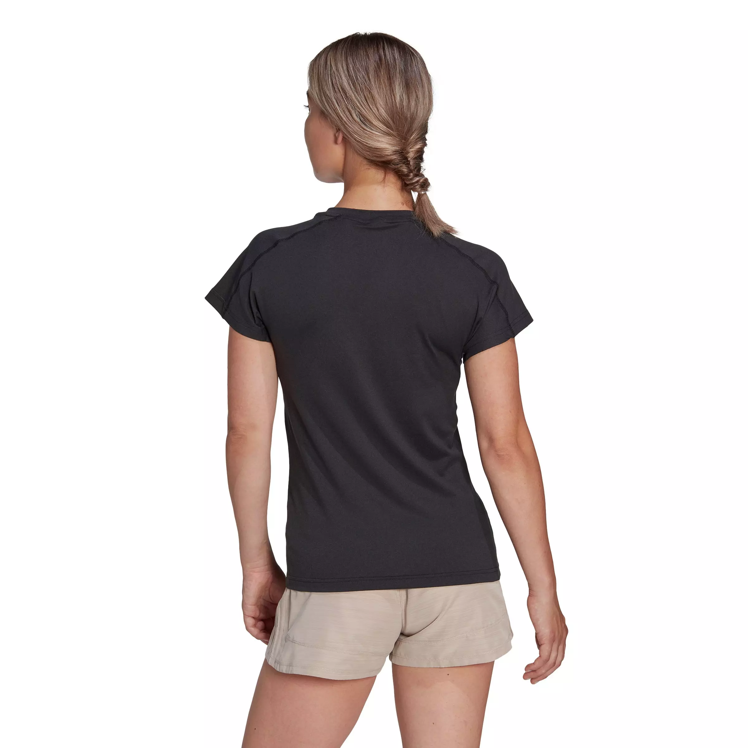 adidas Women's AEROREADY Train Essentials Minimal Branding V-Neck Tee - Black - BLACK