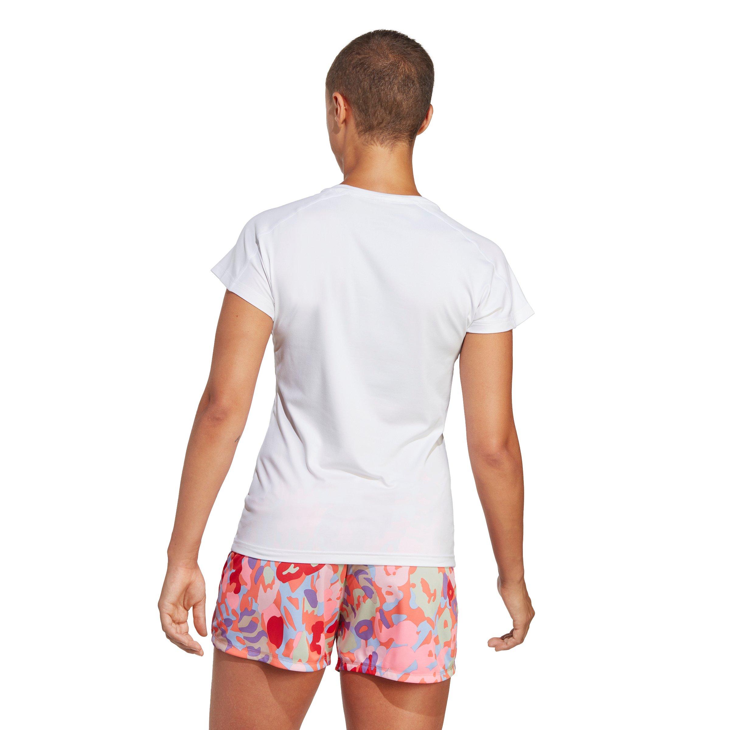 adidas Women's AEROREADY Train Essentials Minimal Branding V-Neck Tee - White - WHITE Thumbnail View 2