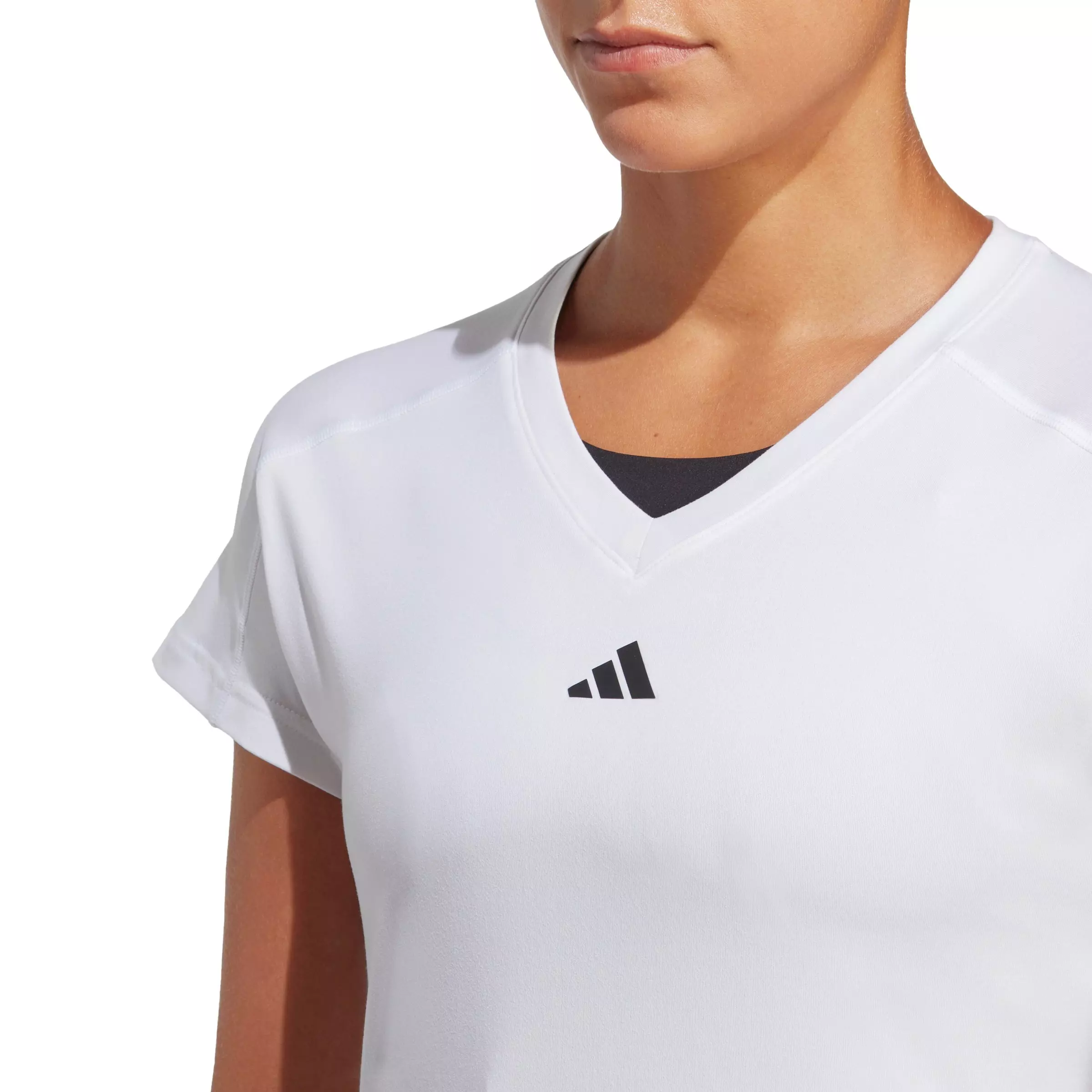 adidas Women's AEROREADY Train Essentials Minimal Branding V-Neck Tee - White - WHITE