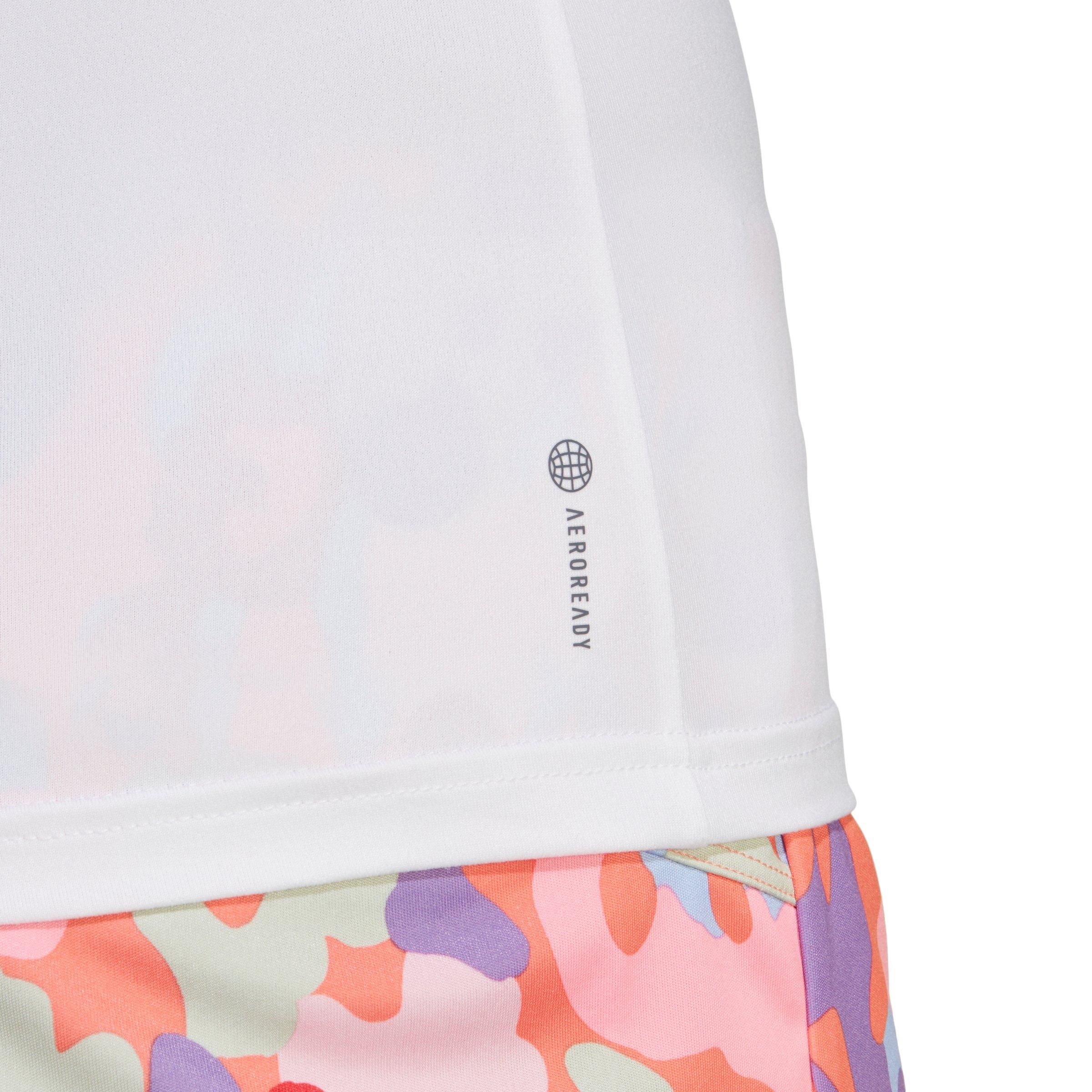 adidas Women's AEROREADY Train Essentials Minimal Branding V-Neck Tee - White - WHITE Thumbnail View 4