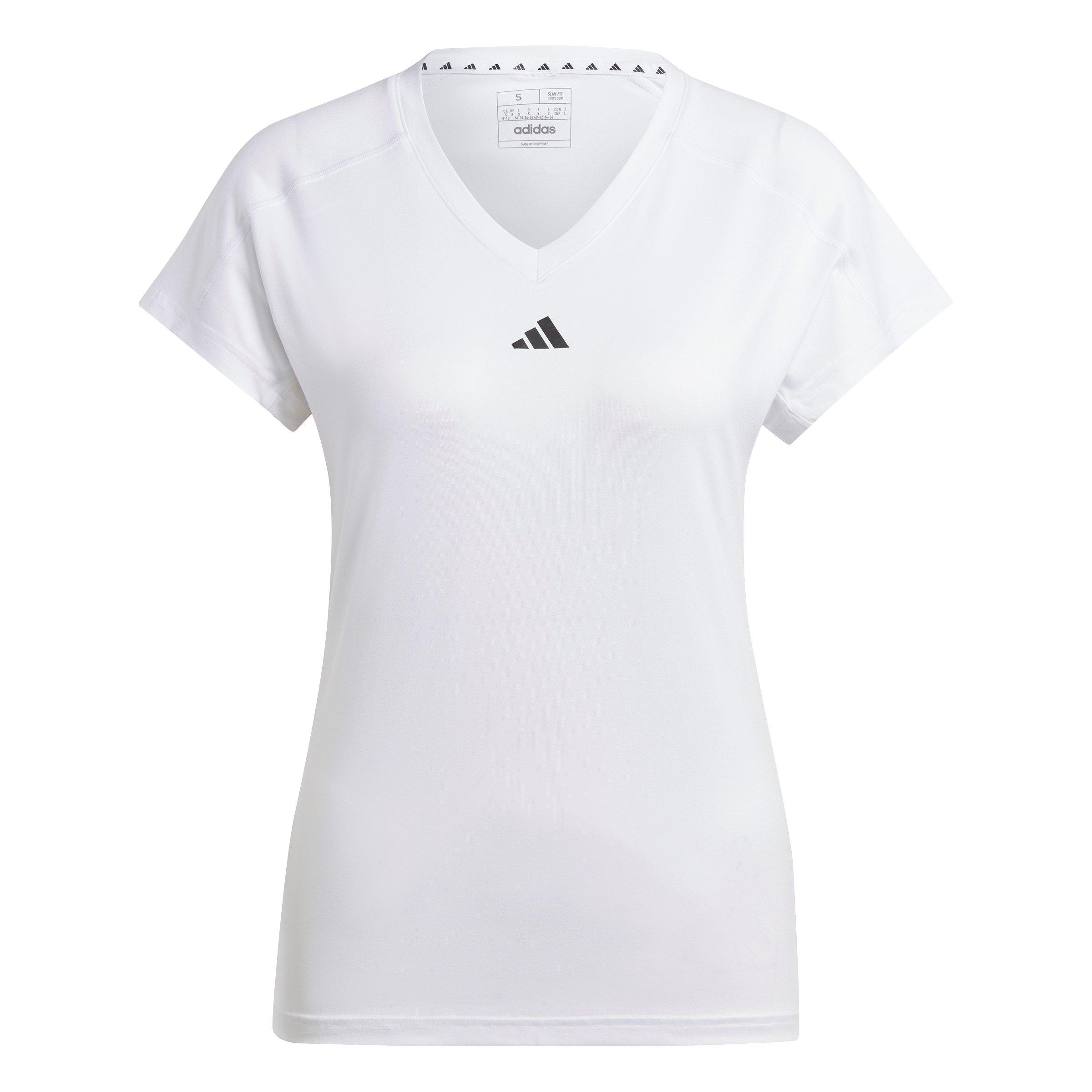 adidas Women's AEROREADY Train Essentials Minimal Branding V-Neck Tee - White - WHITE Thumbnail View 6