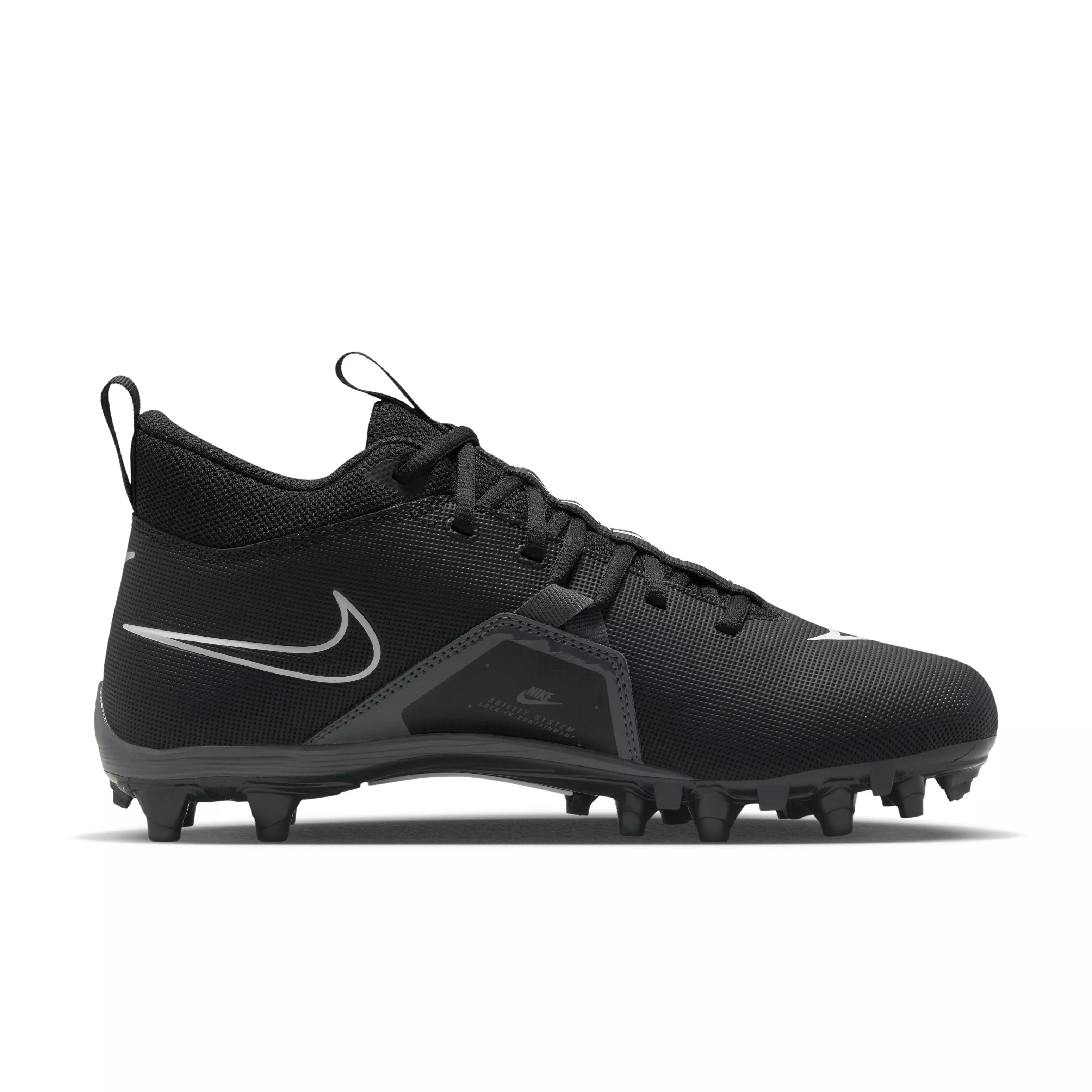 Nike Alpha Menace Varsity 3 "Black/White/Iron Grey" Men's Football Cleat - BLACK/WHITE/GREY