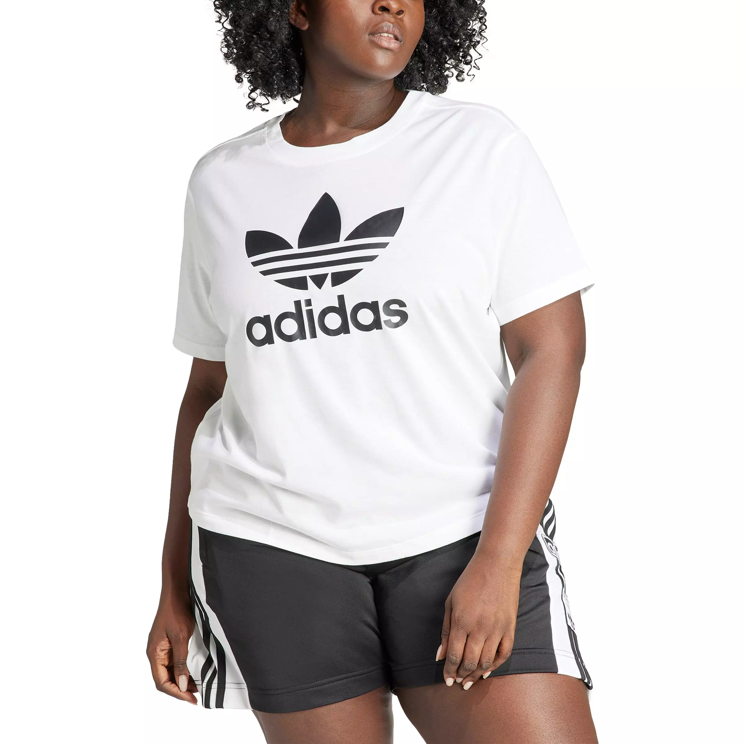 adidas Originals Women's Trefoil Adicolor Boxy Tee -White - WHITE
